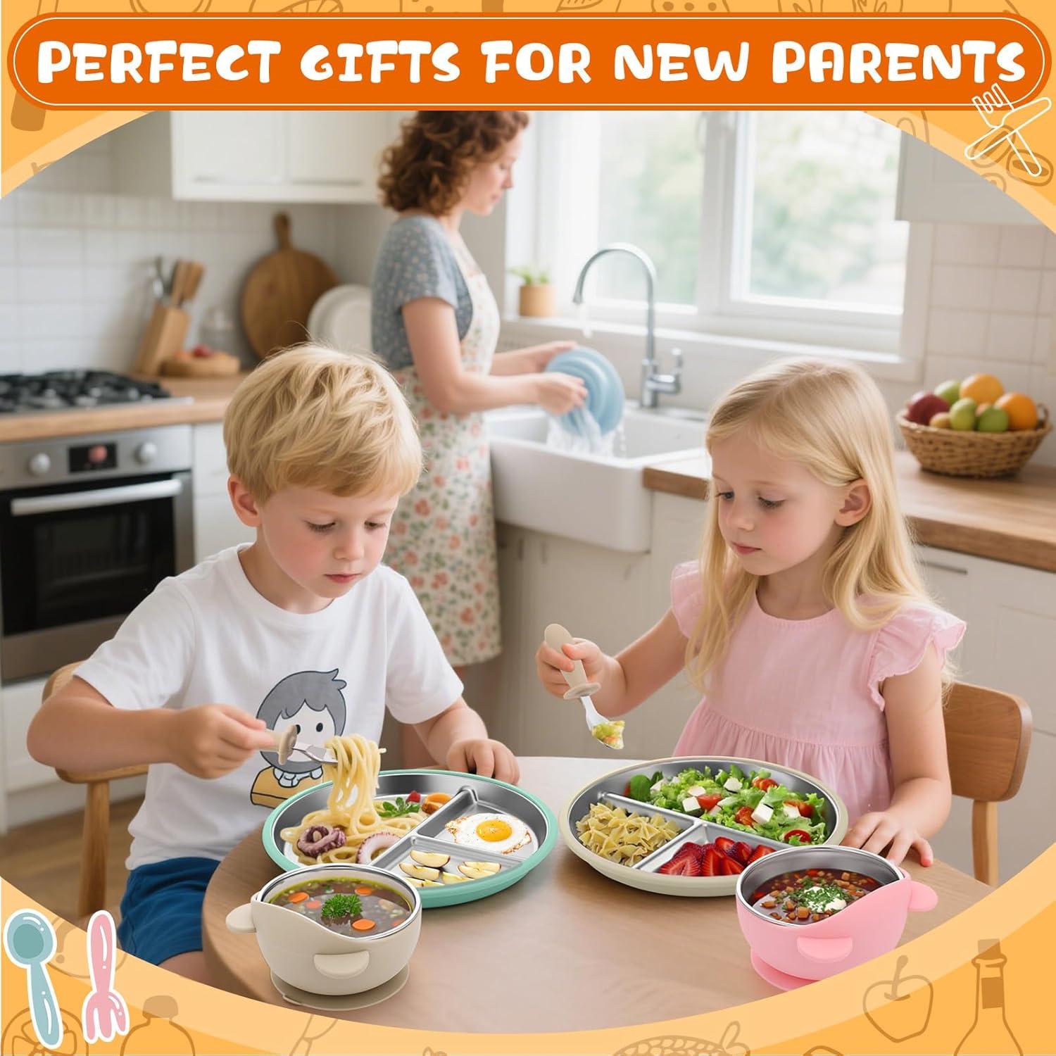 Juego de Platos y Cuencos de Acero Inoxidable Palksky 8pcs