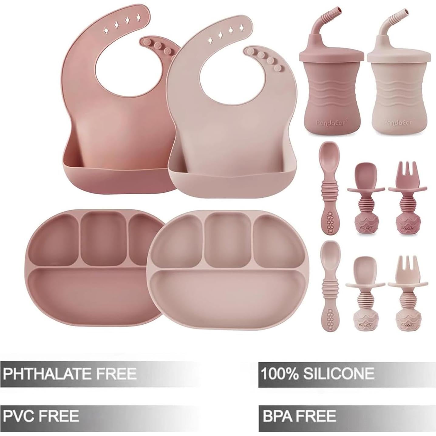 Set de Alimentación para Bebés PandaEar de Silicona 12 Piezas