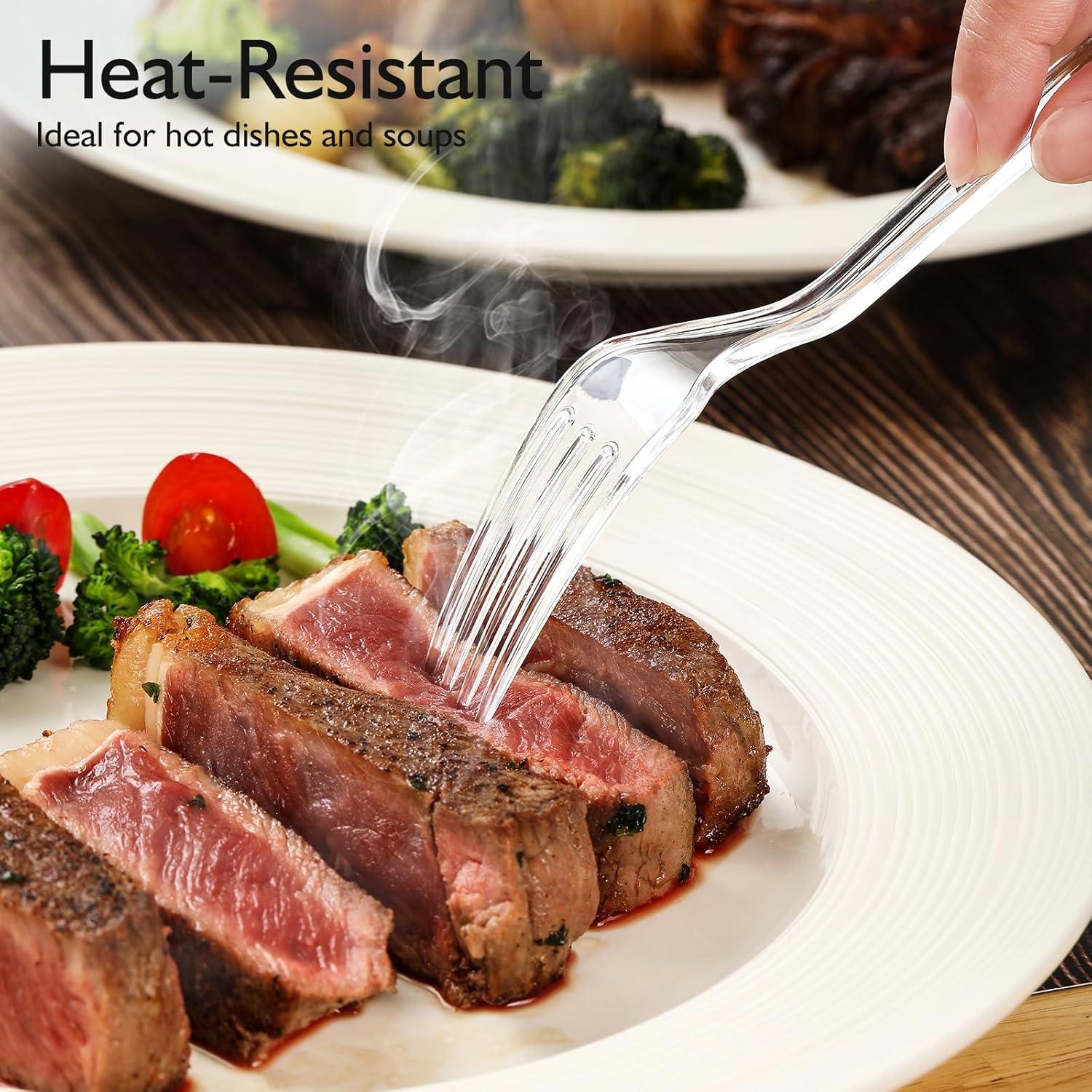 Tenedores de Plástico Pesado VITEVER Transparentes 300 Unidades