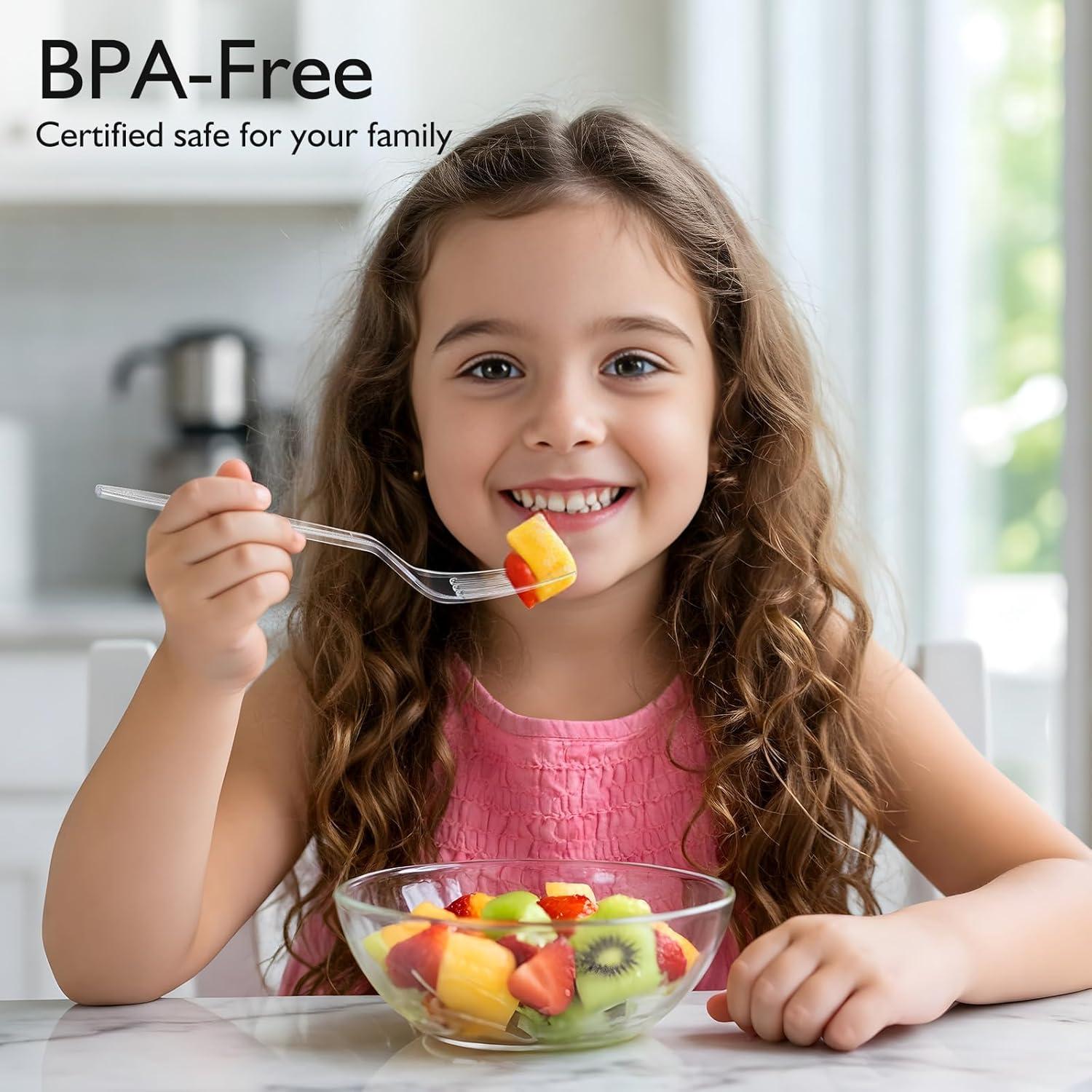 Tenedores de Plástico Pesado VITEVER Transparentes 300 Unidades