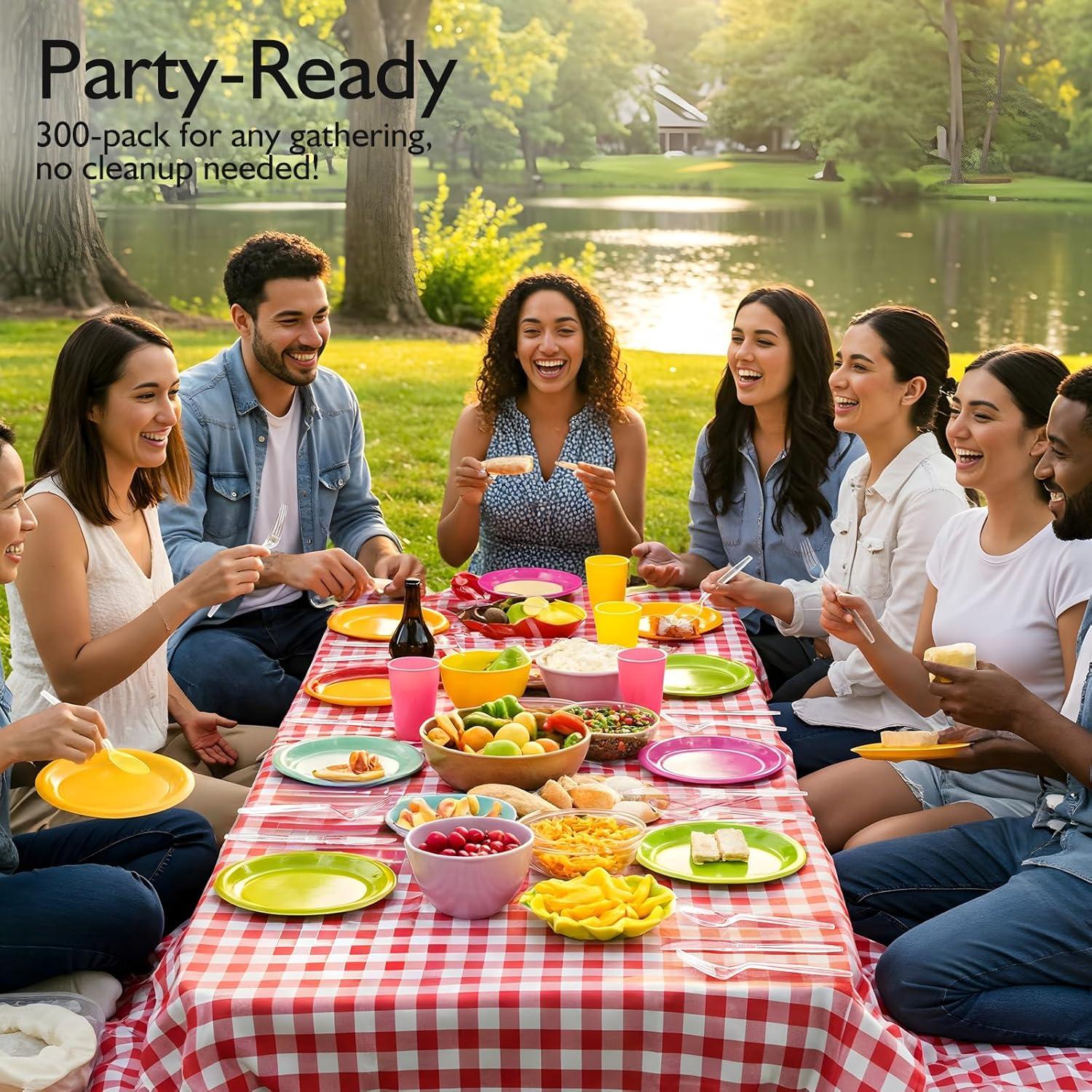 Tenedores de Plástico Pesado VITEVER Transparentes 300 Unidades