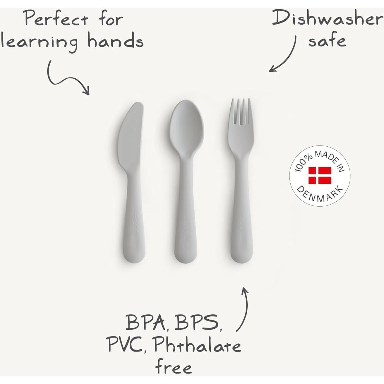 Set de Cubiertos Mushie para Niños 3 Piezas - Marfil