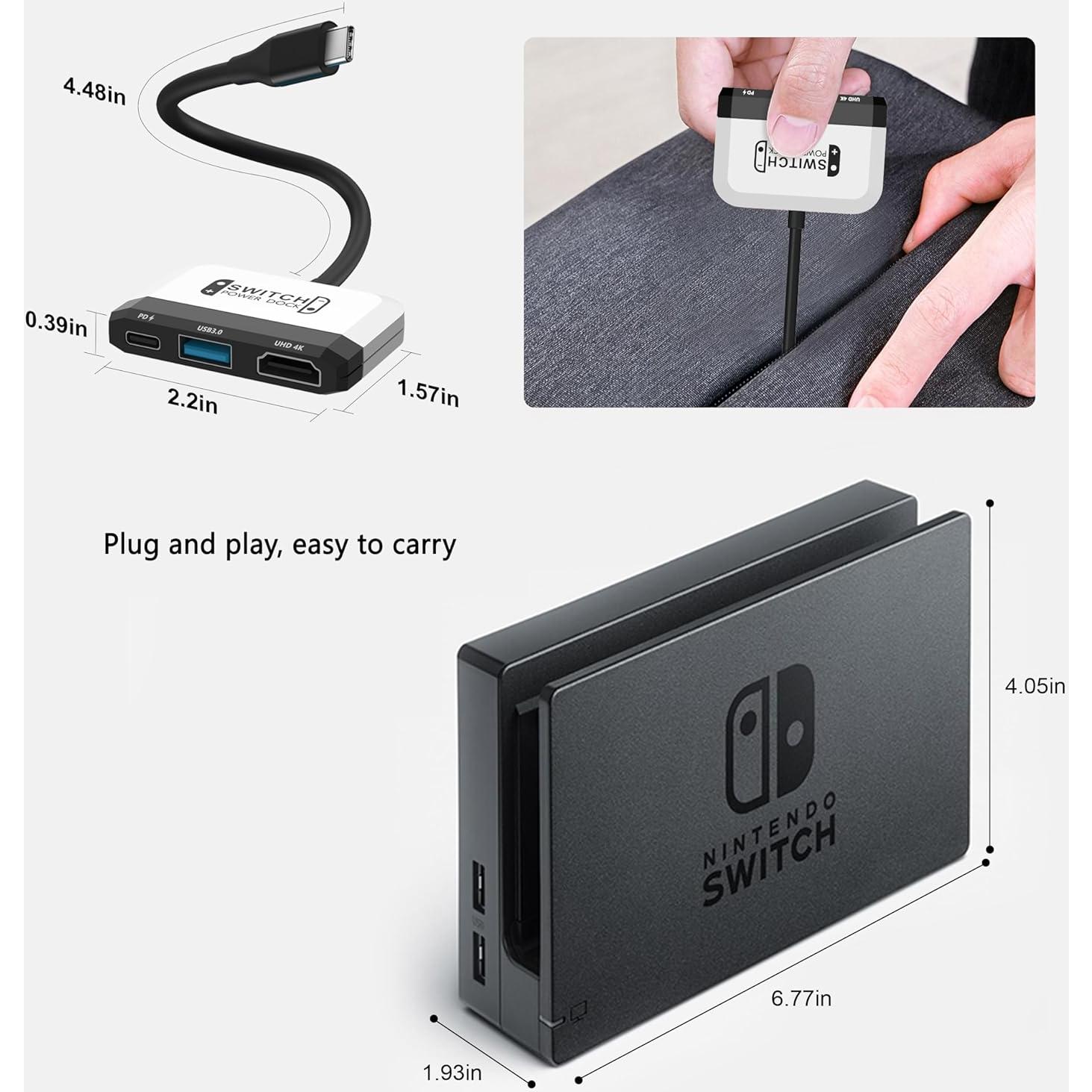 Dock portátil GKEAPZA para Nintendo Switch 4K USB-C 3-en-1
