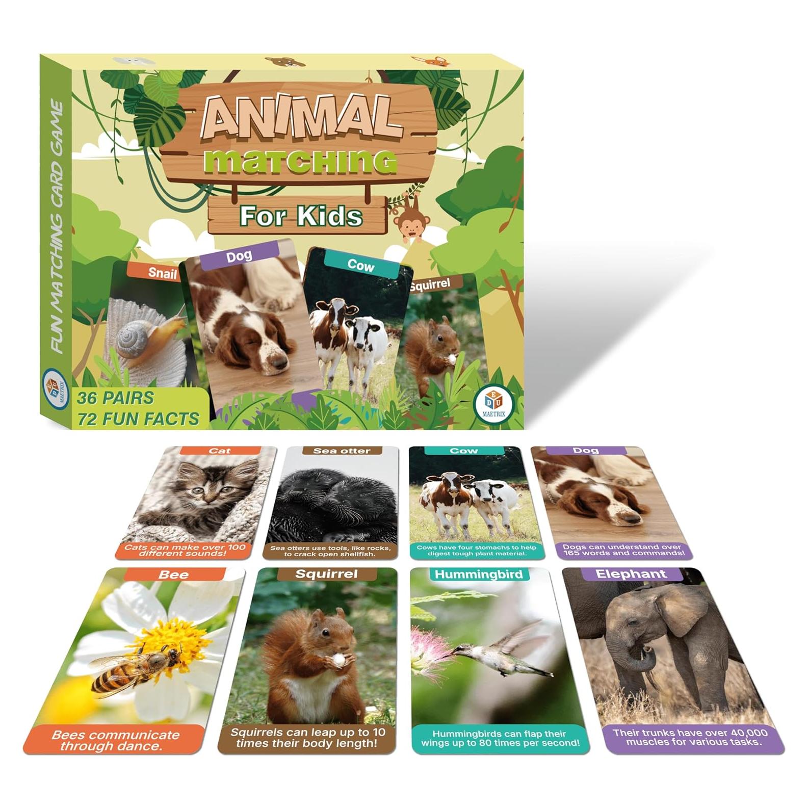 Juego de Cartas Animal Go Fish EDUMAETRIX - 72 Cartas Educativas