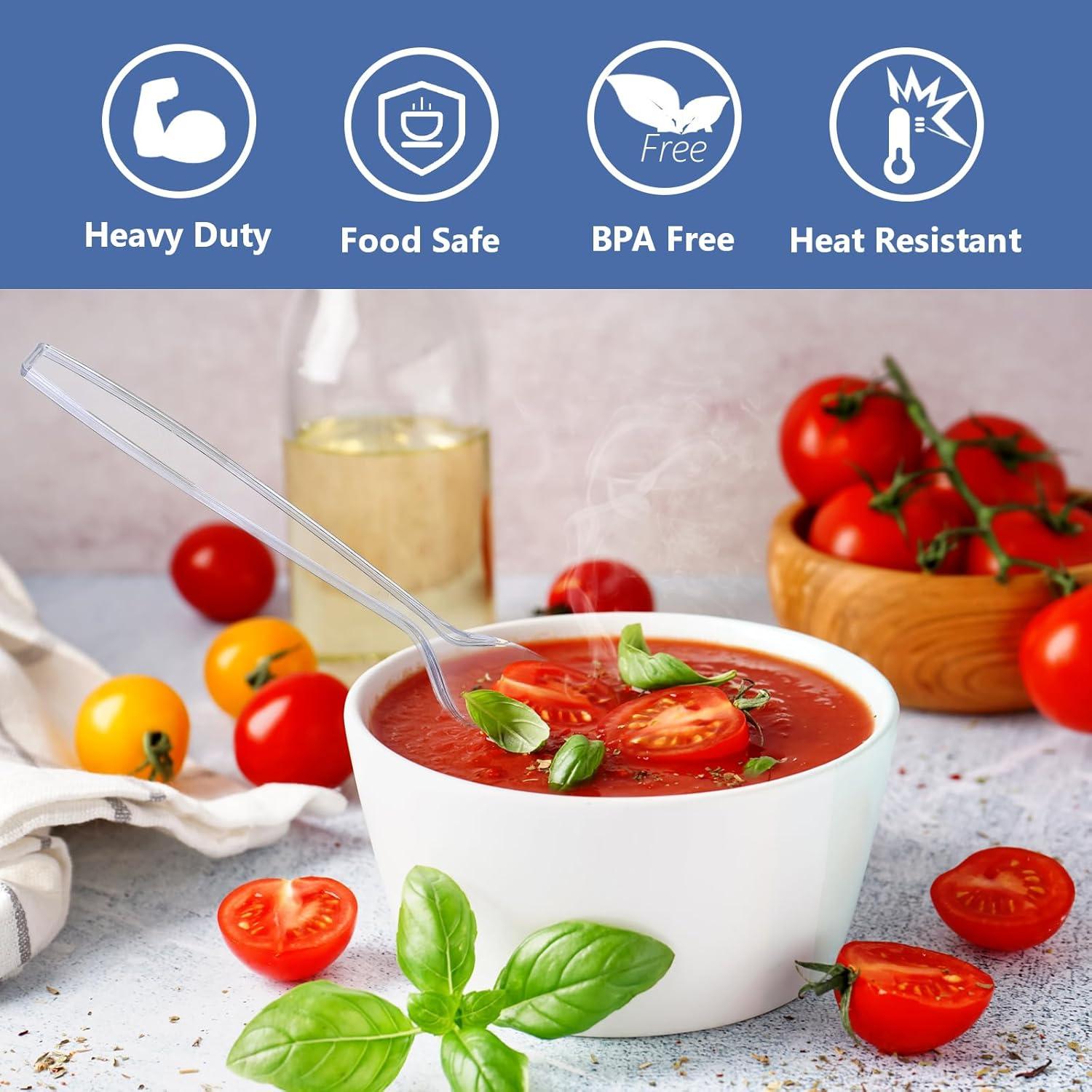 Cucharas de Plástico Transparentes Desechables SACATR 360 Unidades