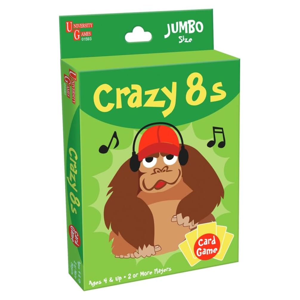 Juego de Cartas Crazy 8s University Games Jumbo para Niños 4+