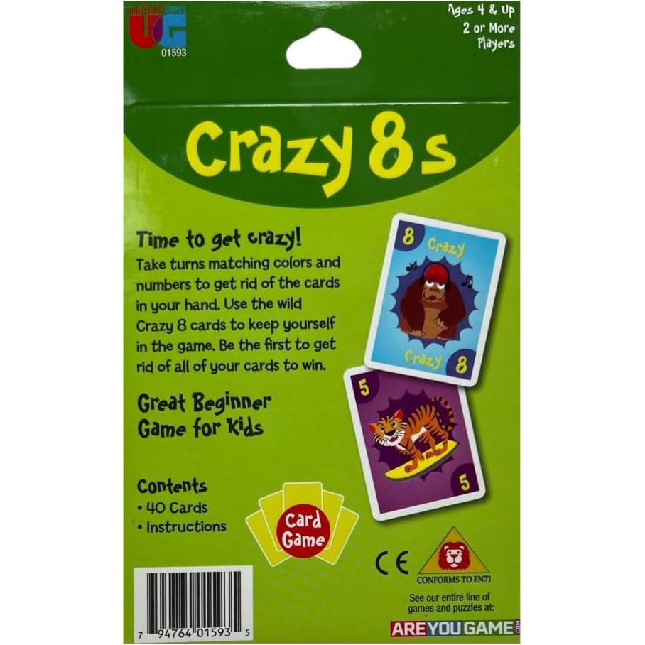 Juego de Cartas Crazy 8s University Games Jumbo para Niños 4+