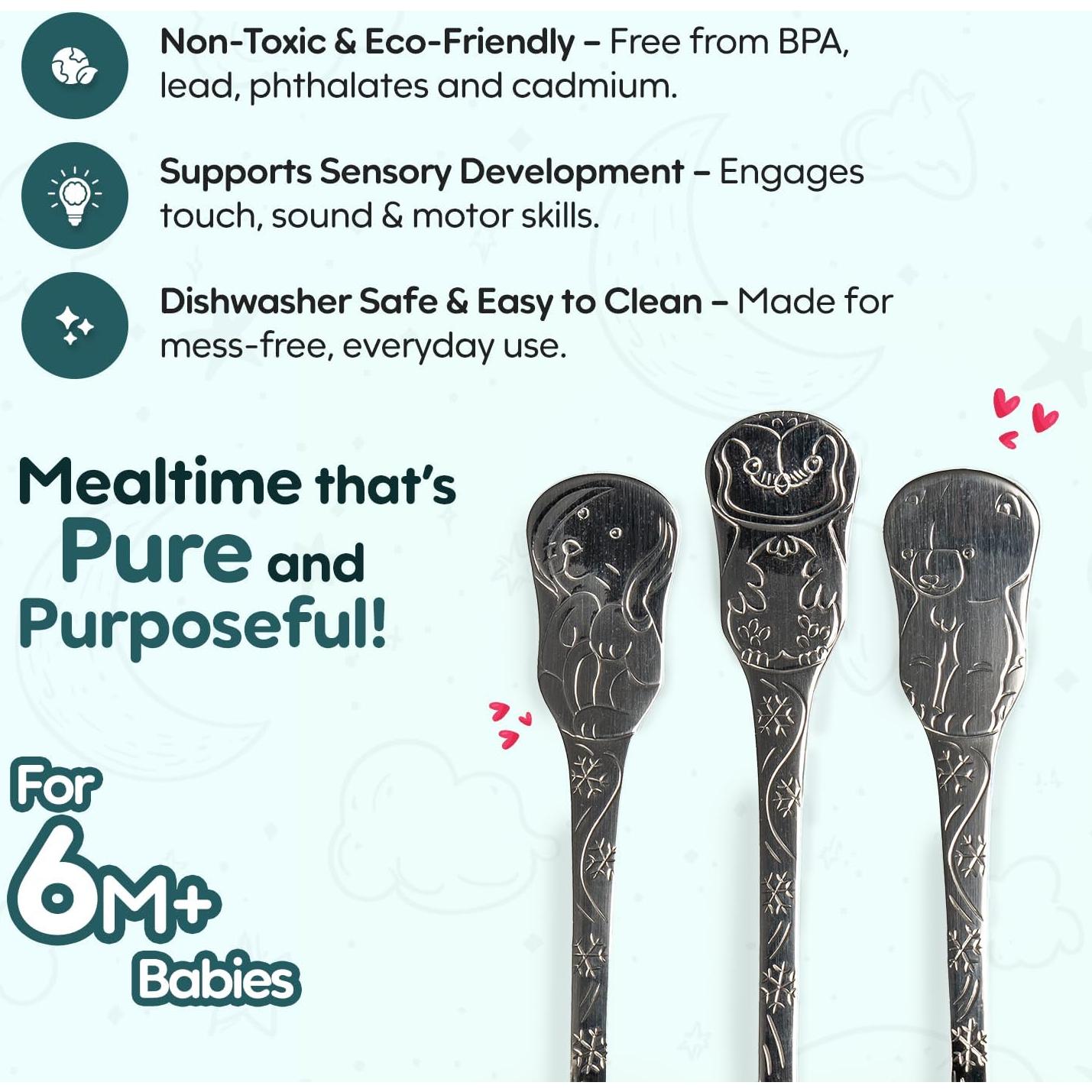 Utensilios para Bebés Kleynimals Amigos Árticos - Acero Inoxidable