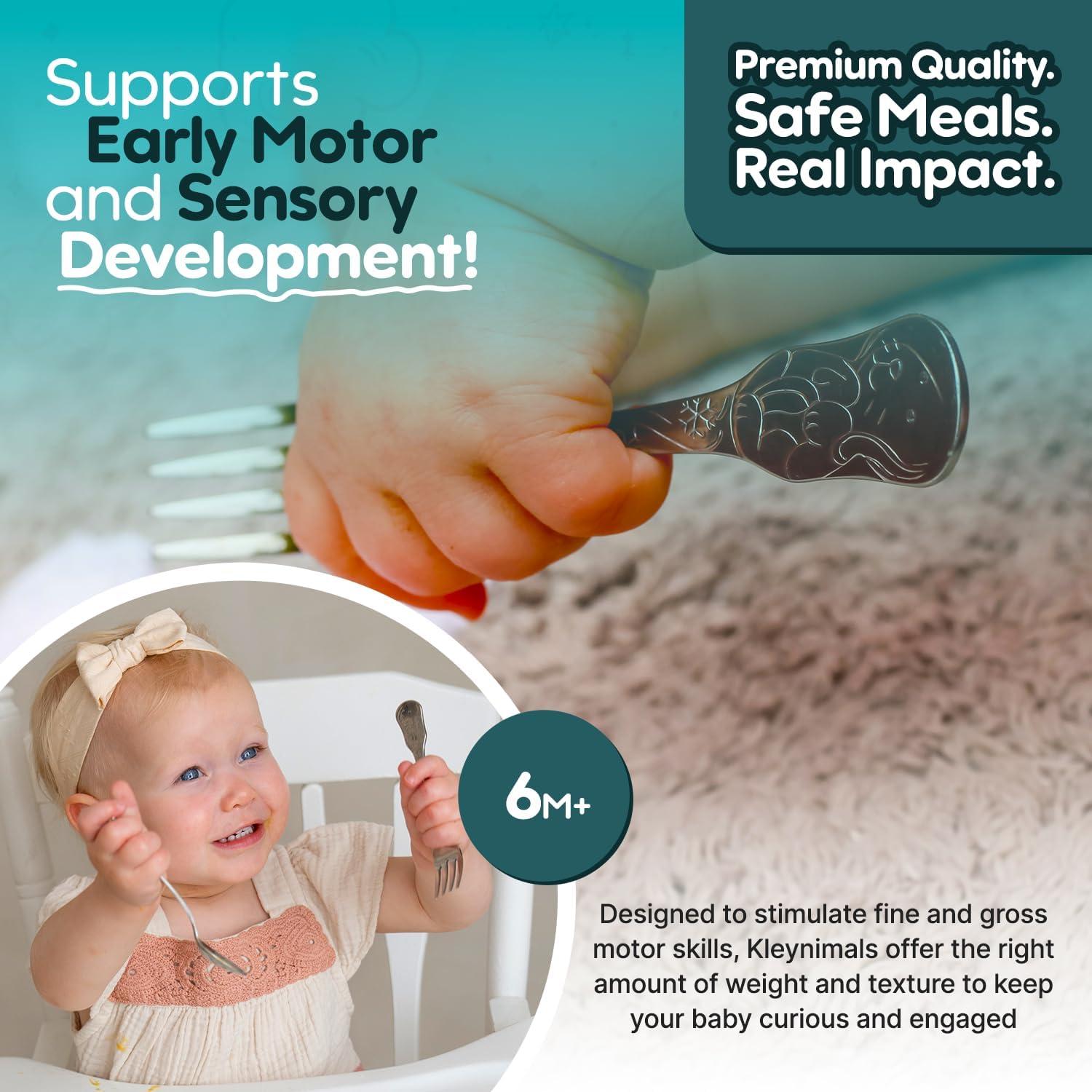 Utensilios para Bebés Kleynimals Amigos Árticos - Acero Inoxidable