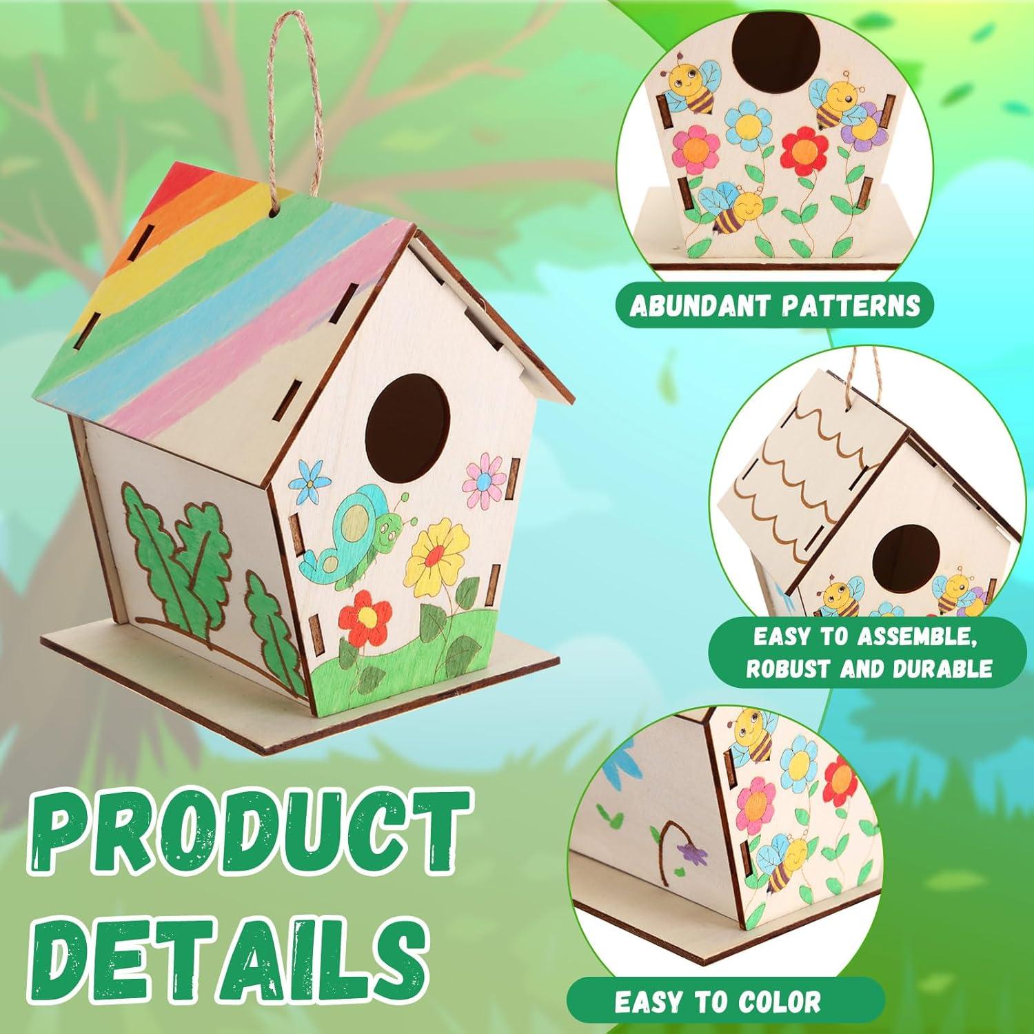 Paquete de 24 casas de pájaros de madera DoubleFill 11 cm
