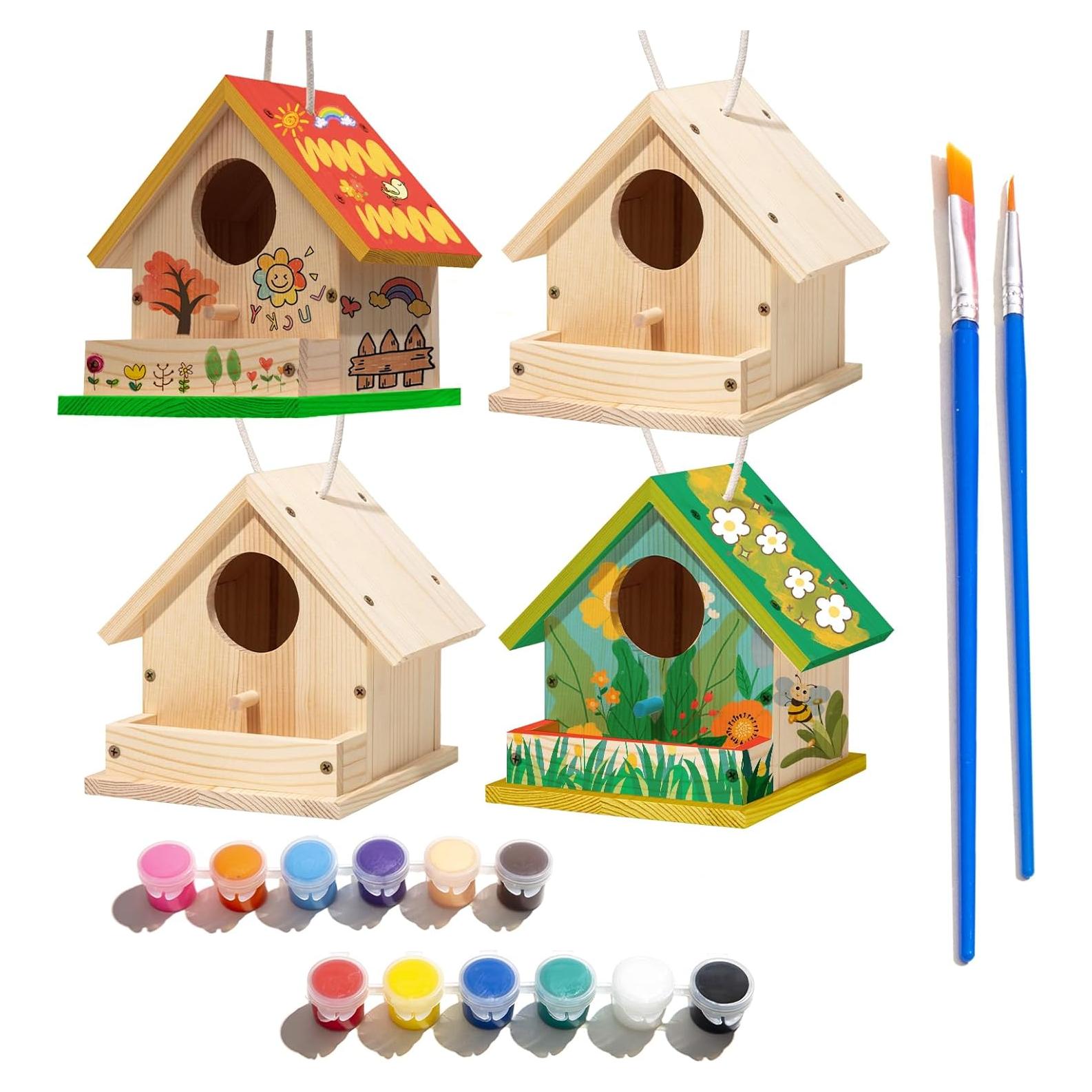 Kit de Casa para Aves de Madera 4 Piezas para Pintar - STEM