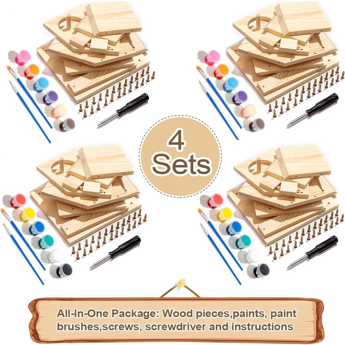 Kit de Casa para Aves de Madera 4 Piezas para Pintar - STEM