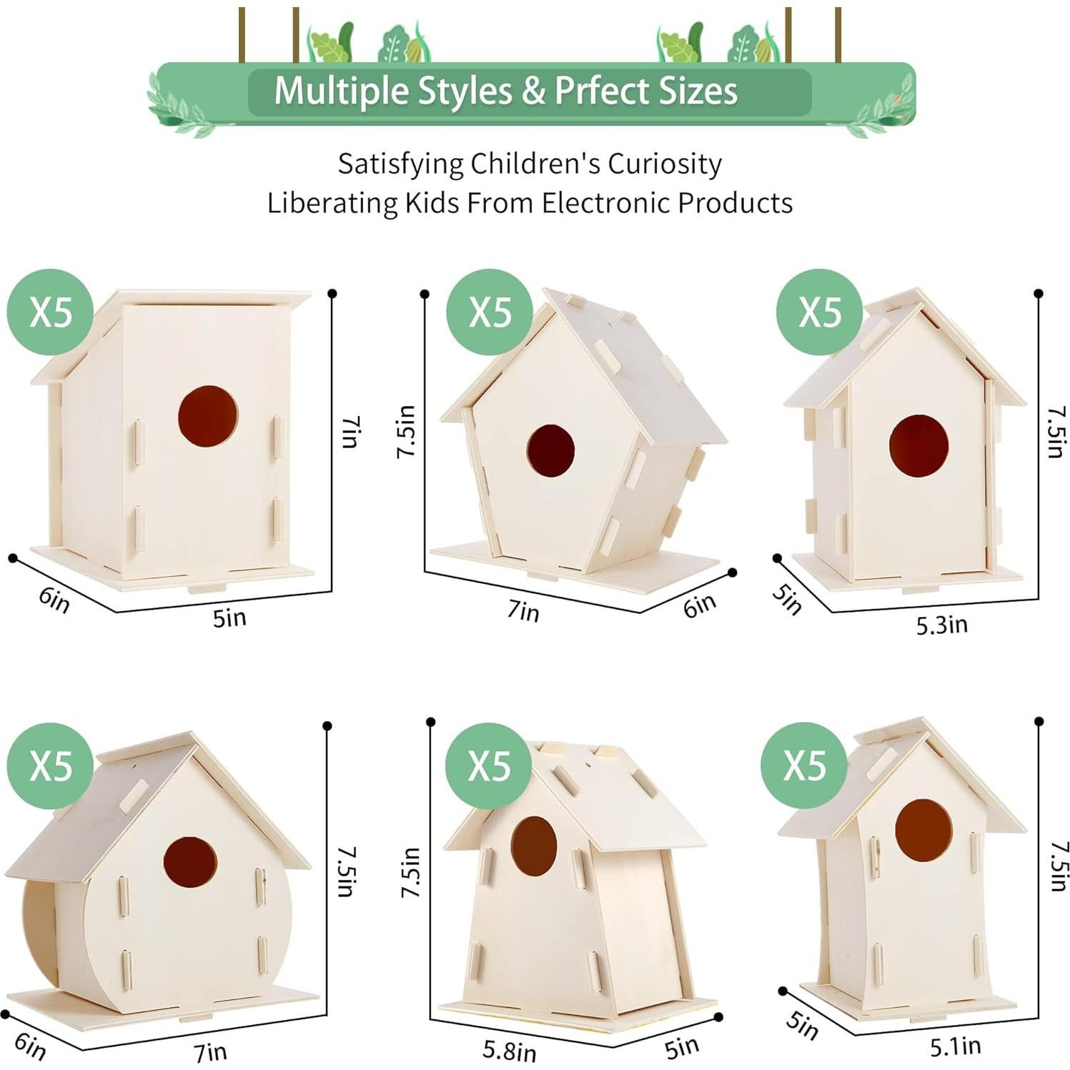 Kits de Casas para Pájaros de Madera ILHSTY - 18 Piezas DIY