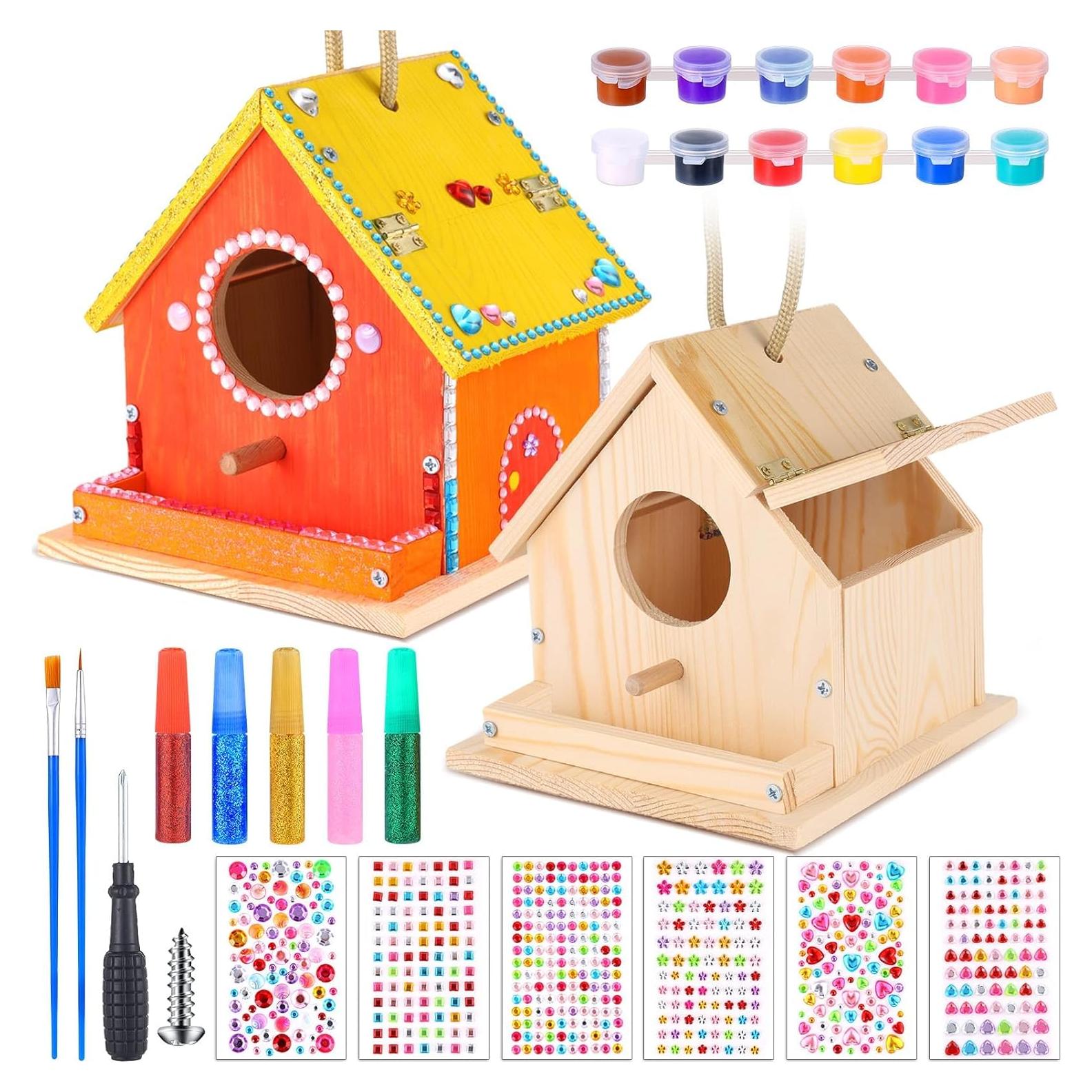 Kit Casa para Pájaros de Madera DIY Czlotyh con Pinturas y Pinceles