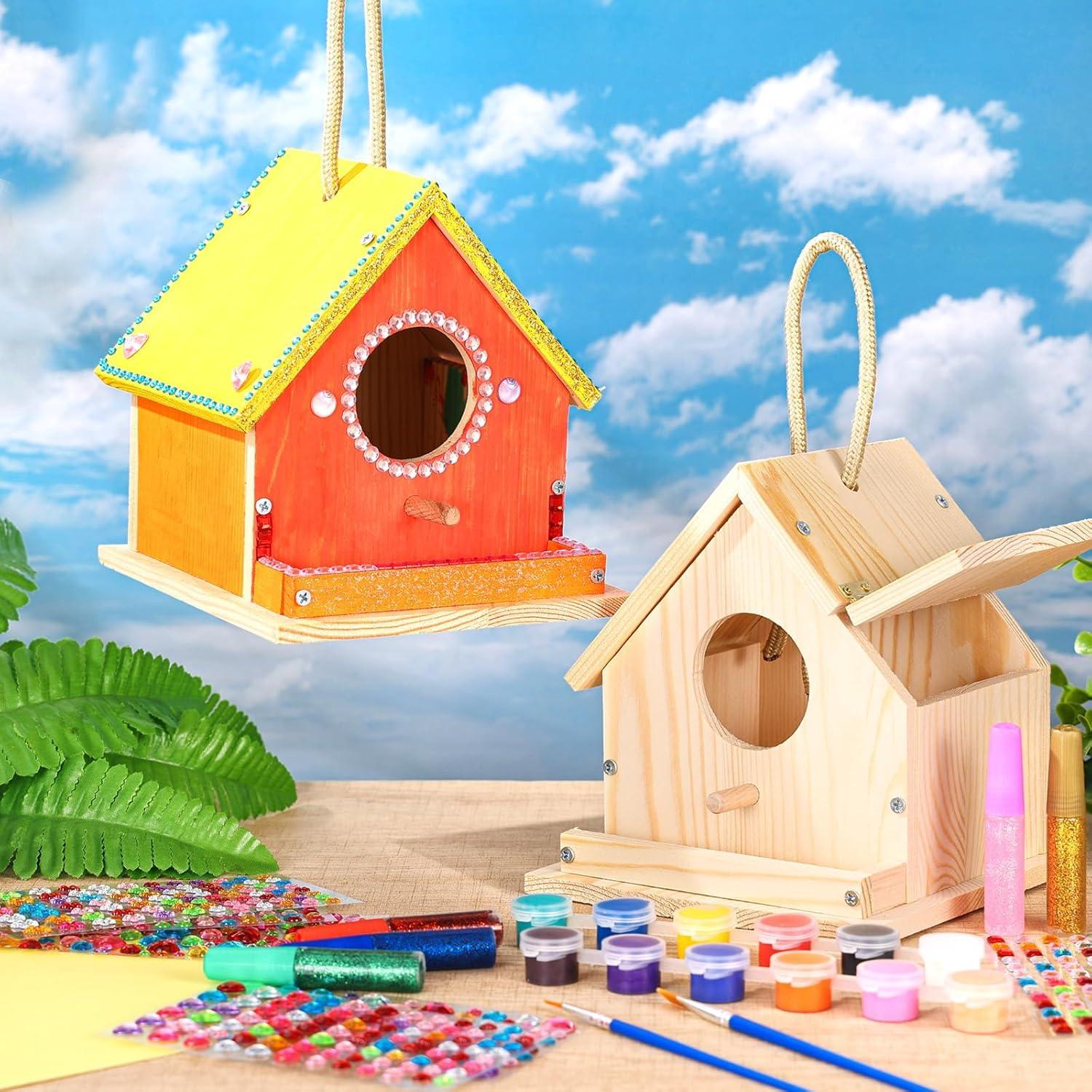 Kit Casa para Pájaros de Madera DIY Czlotyh con Pinturas y Pinceles