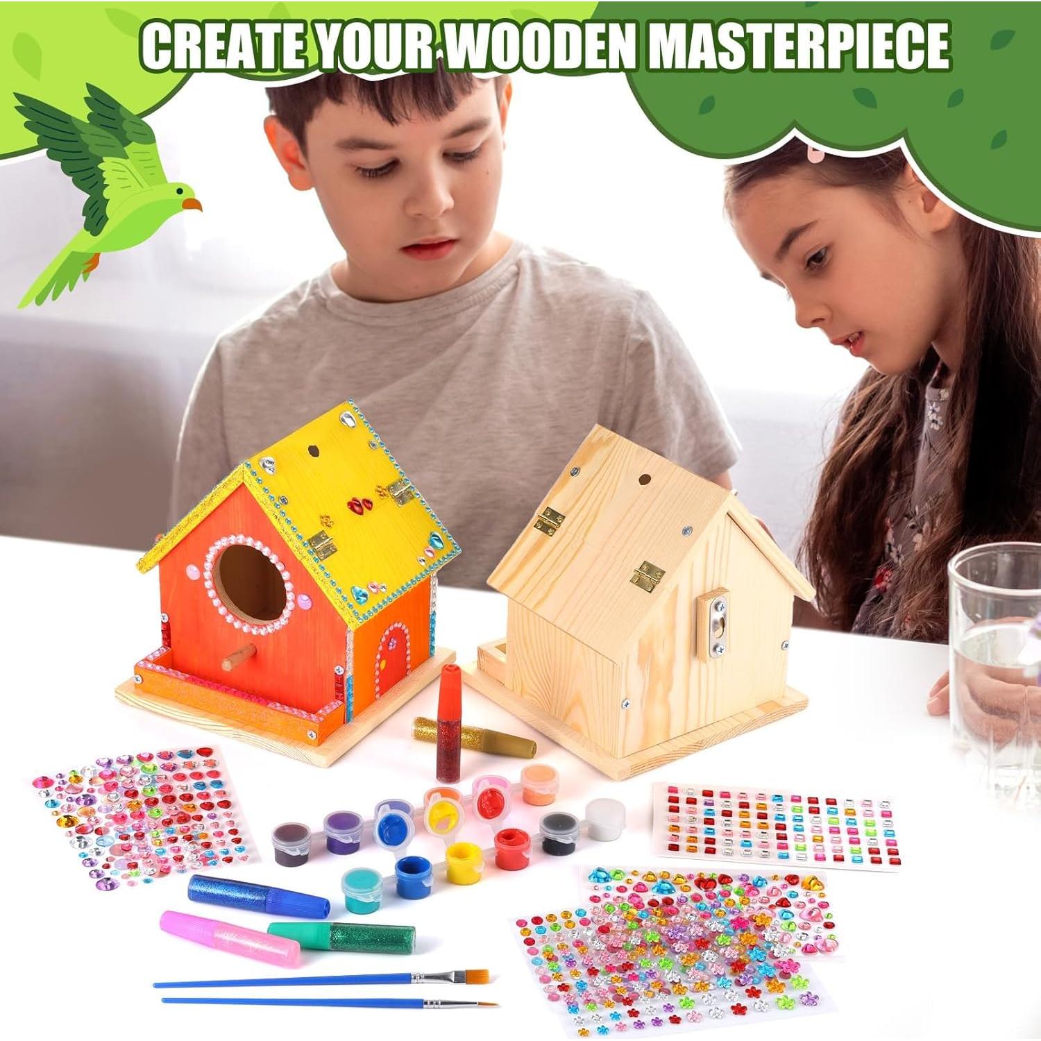 Kit Casa para Pájaros de Madera DIY Czlotyh con Pinturas y Pinceles