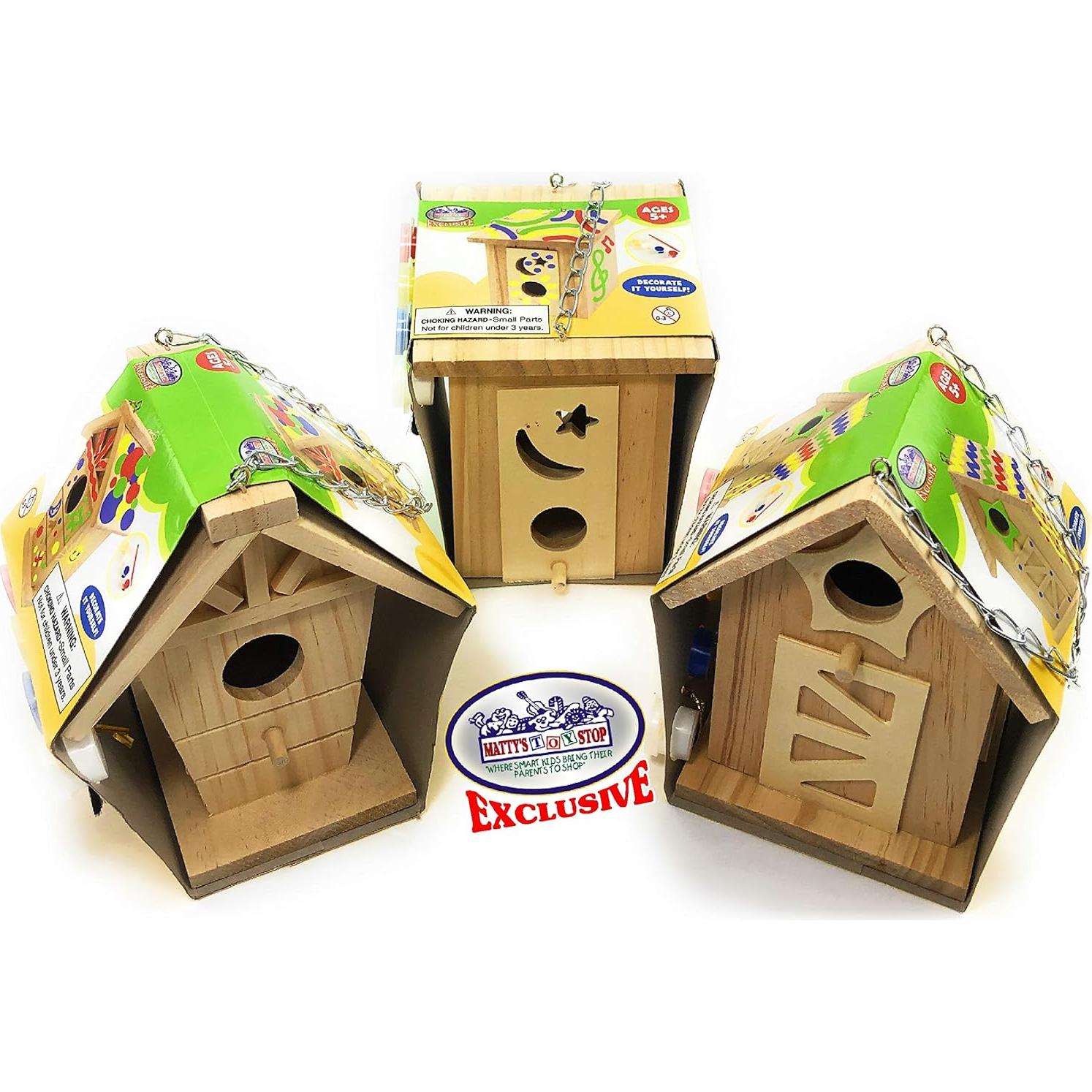 Juego de Manualidades de Casas de Pájaros Matty's Toy Stop - 3 Piezas