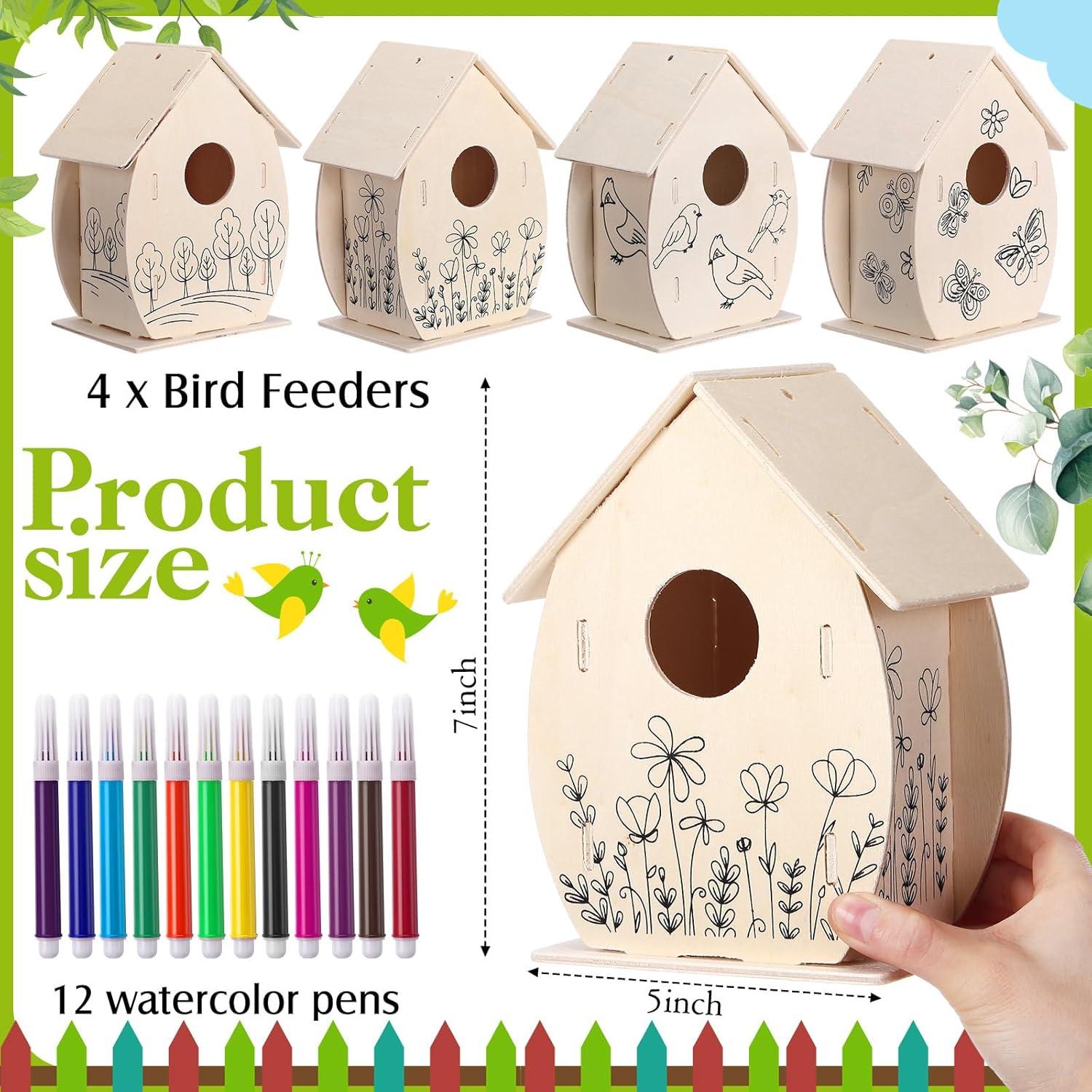 Kit de Manualidades Casa para Aves de Madera Affrolling 4 Piezas