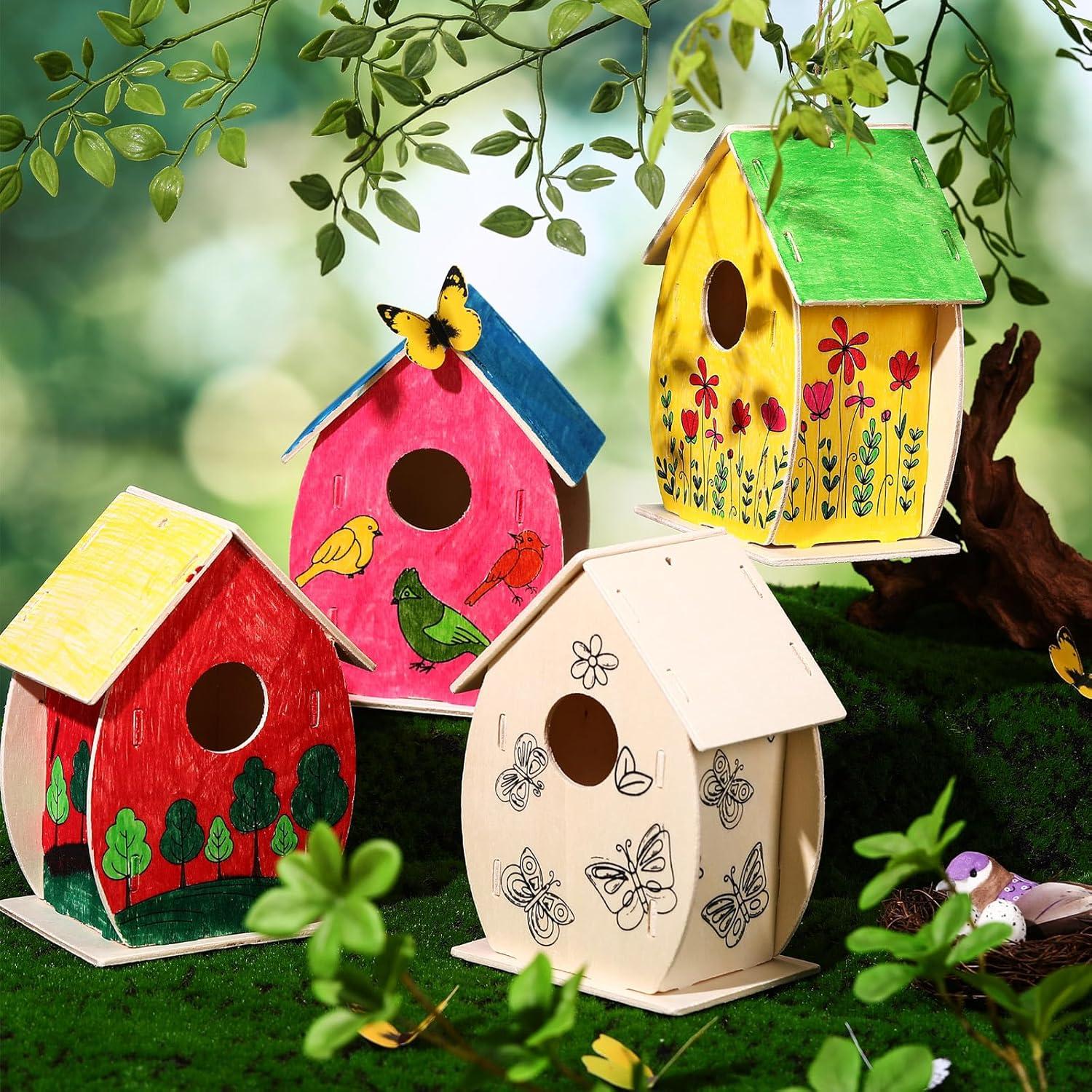 Kit de Manualidades Casa para Aves de Madera Affrolling 4 Piezas