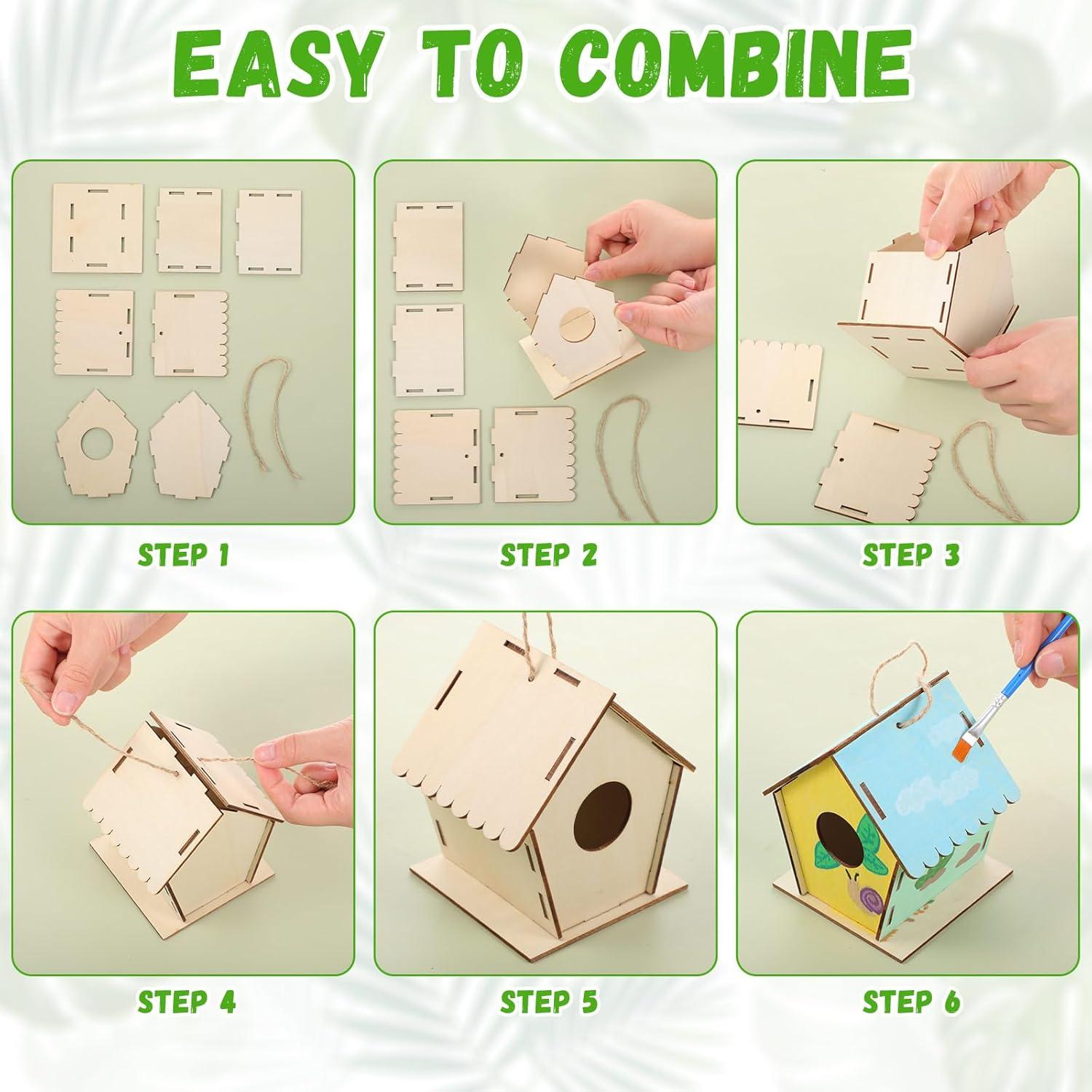 Kits de Casa para Pájaros DoubleFill 48 Piezas Madera 11x9x8 cm