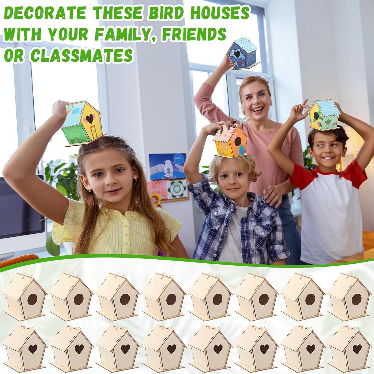 Kits de Casa para Pájaros DoubleFill 48 Piezas Madera 11x9x8 cm