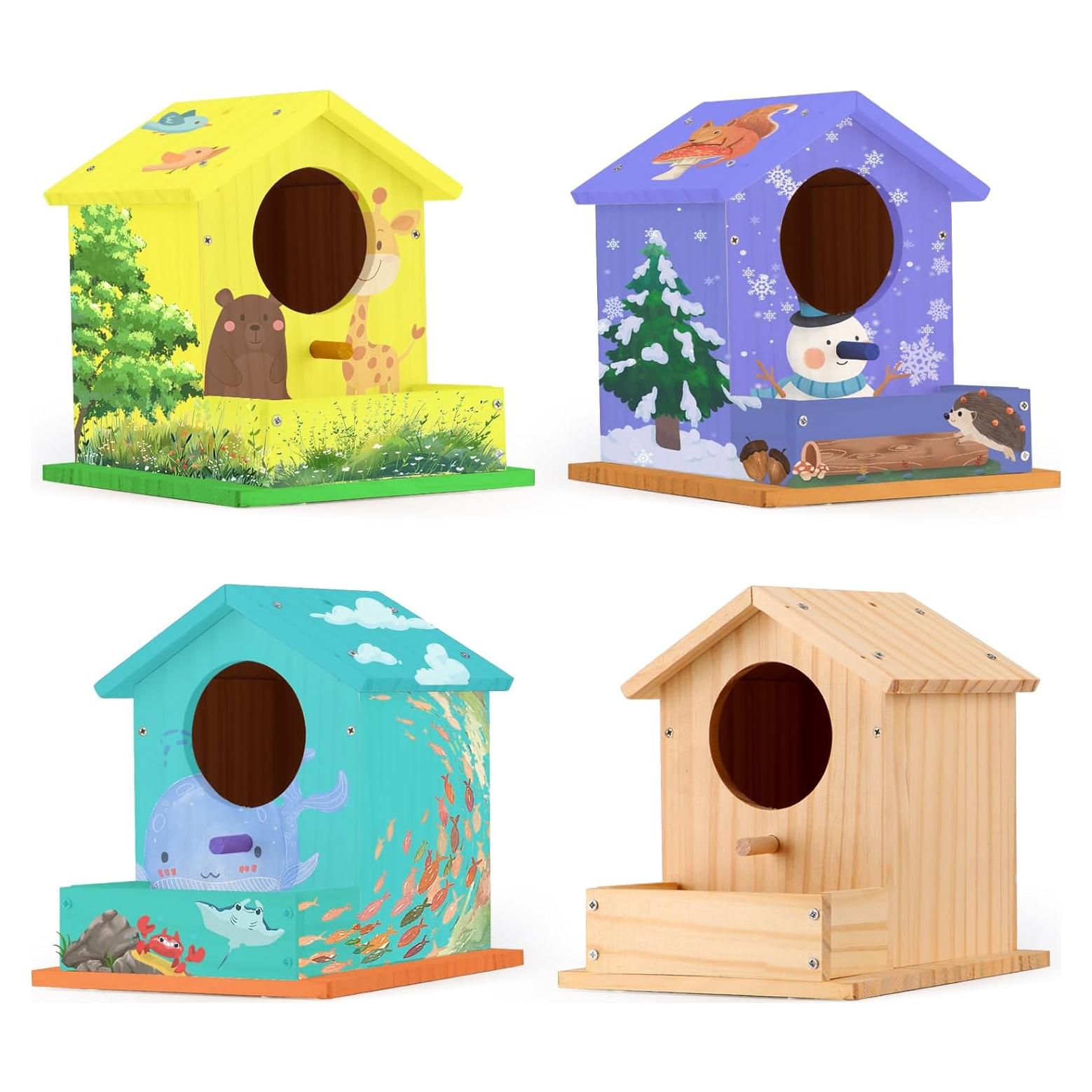 Kit Casa para Aves DIY ROKENPOY - 4 Paquetes de Madera