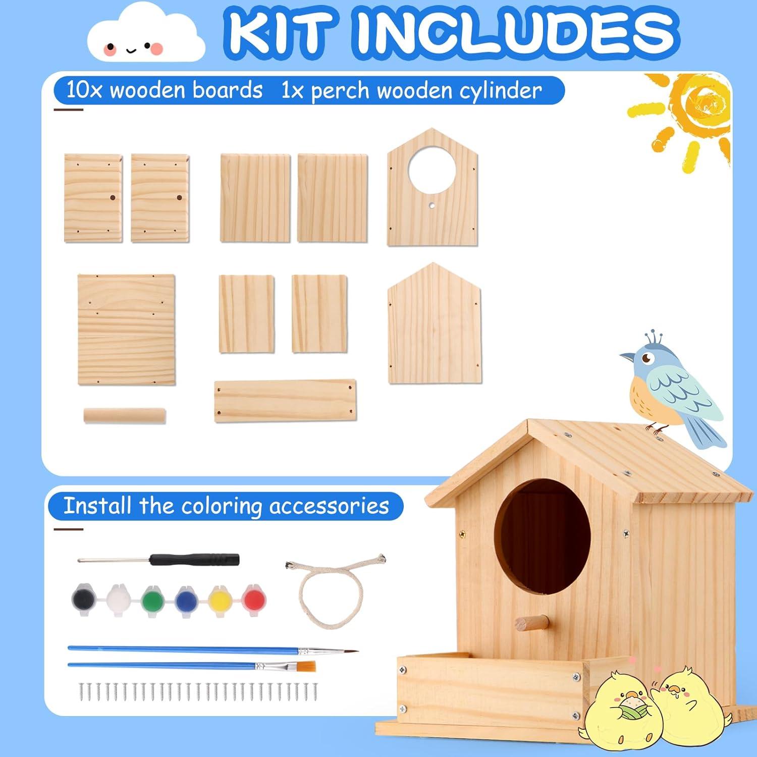 Kit Casa para Aves DIY ROKENPOY - 4 Paquetes de Madera