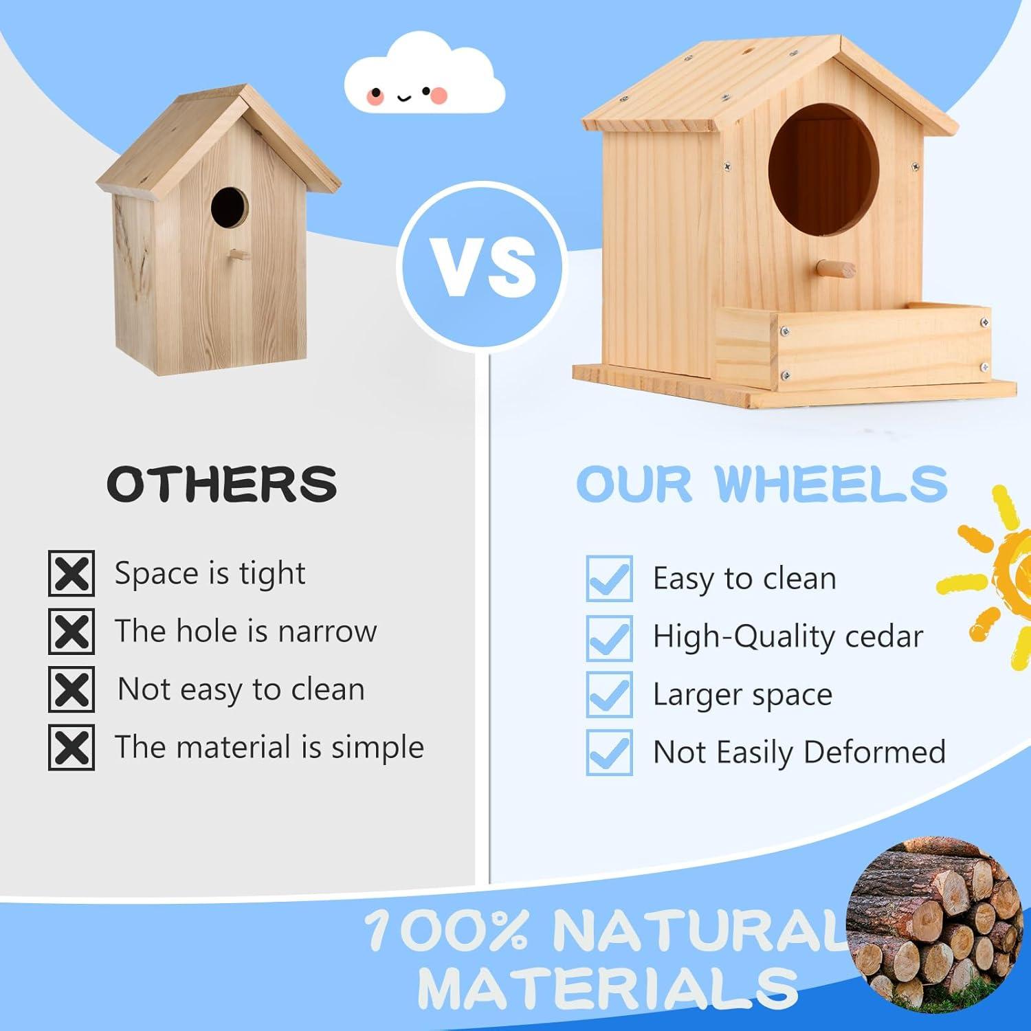 Kit Casa para Aves DIY ROKENPOY - 4 Paquetes de Madera