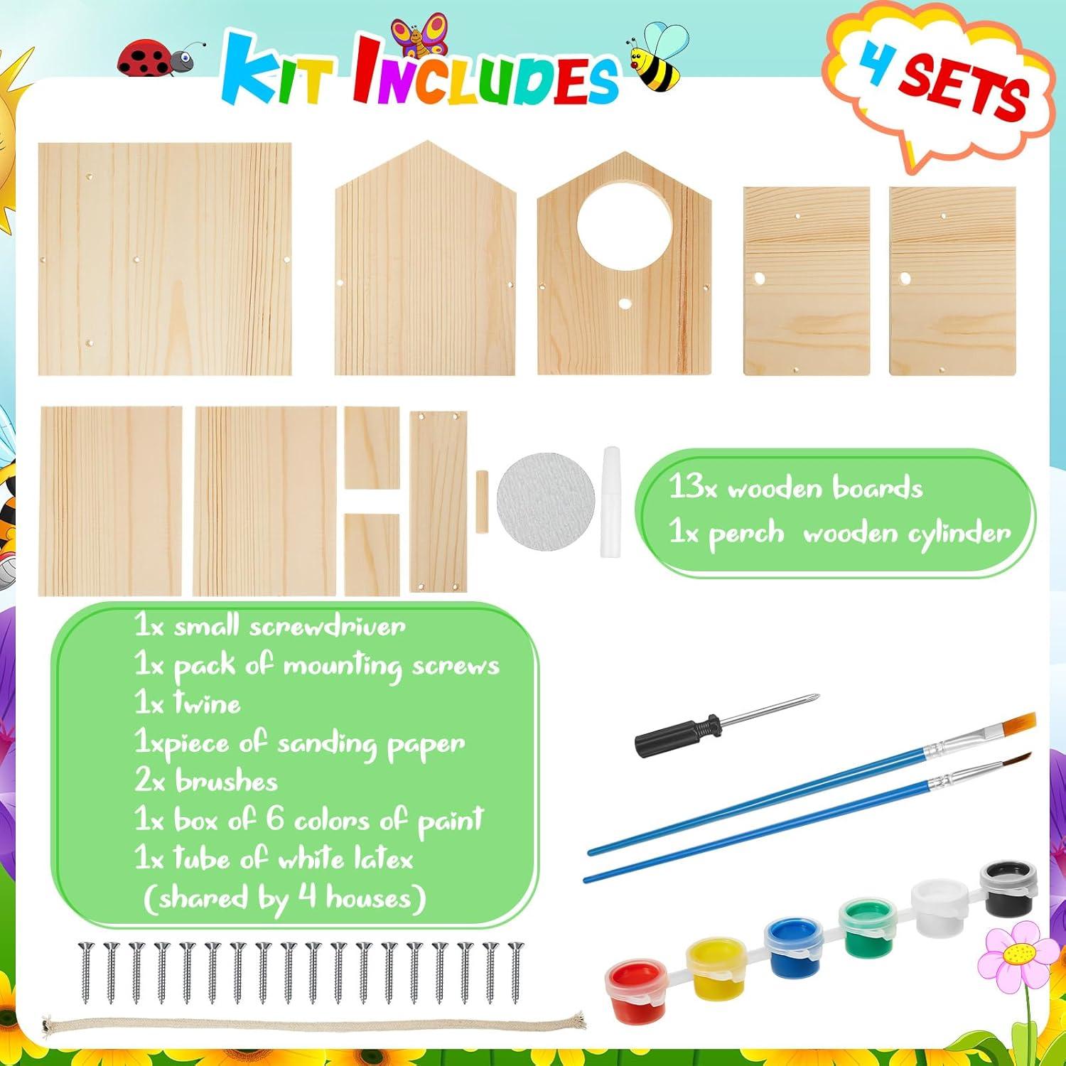 Kit de Casa para Aves de Madera Juexica 4 Piezas DIY