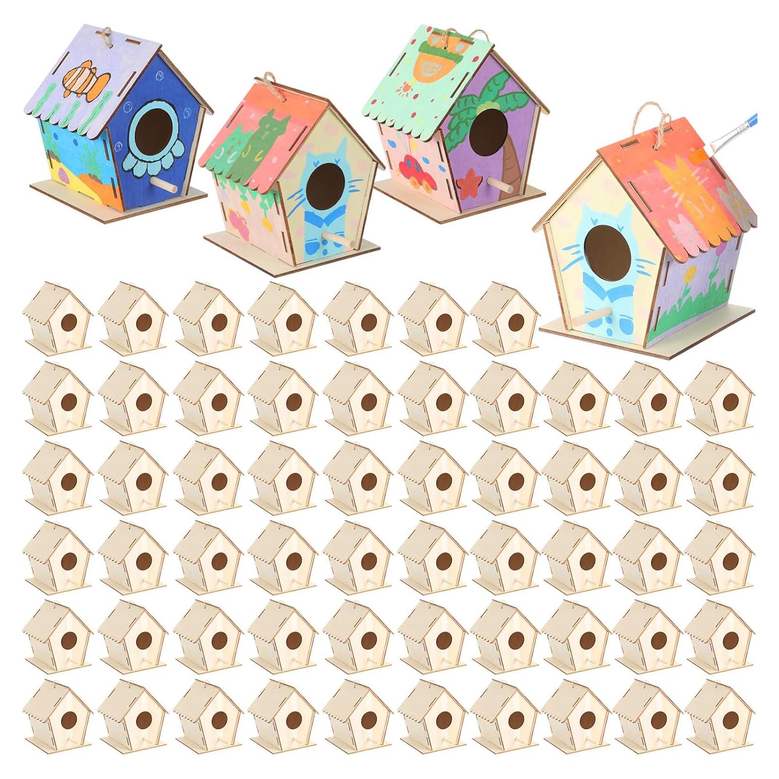 Kit de 24 casas de pájaros de madera DoubleFill para pintar