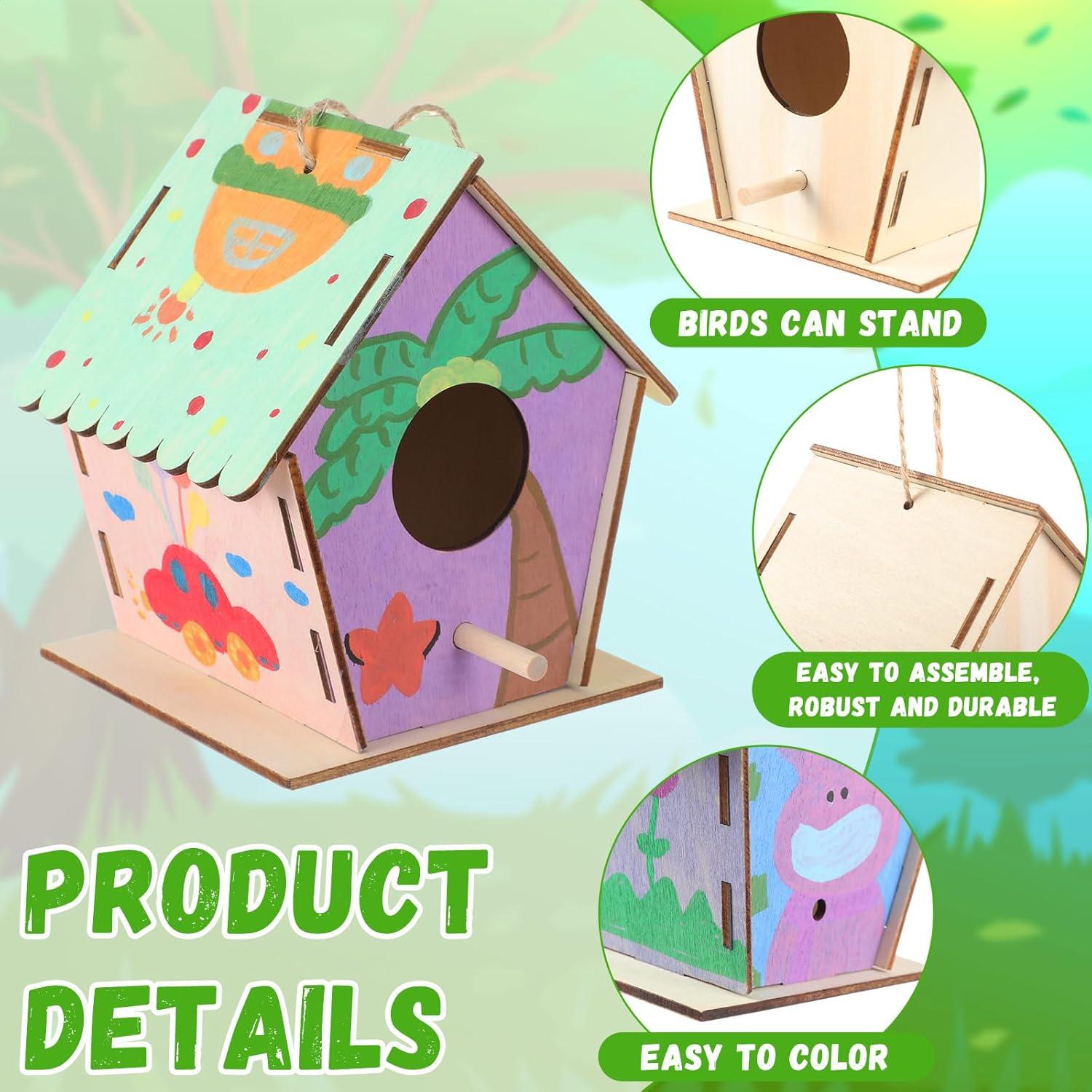 Kit de 24 casas de pájaros de madera DoubleFill para pintar