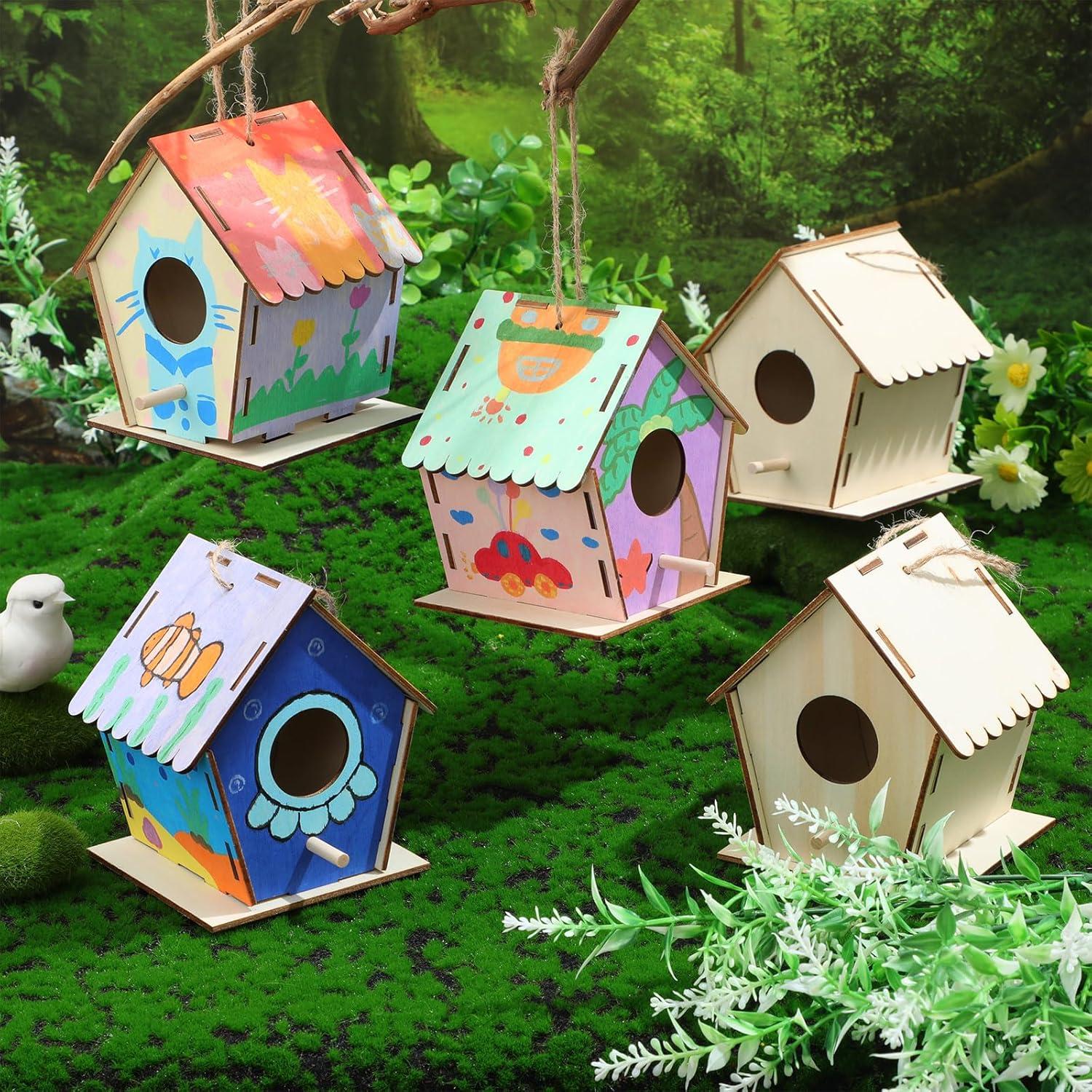 Kit de 24 casas de pájaros de madera DoubleFill para pintar