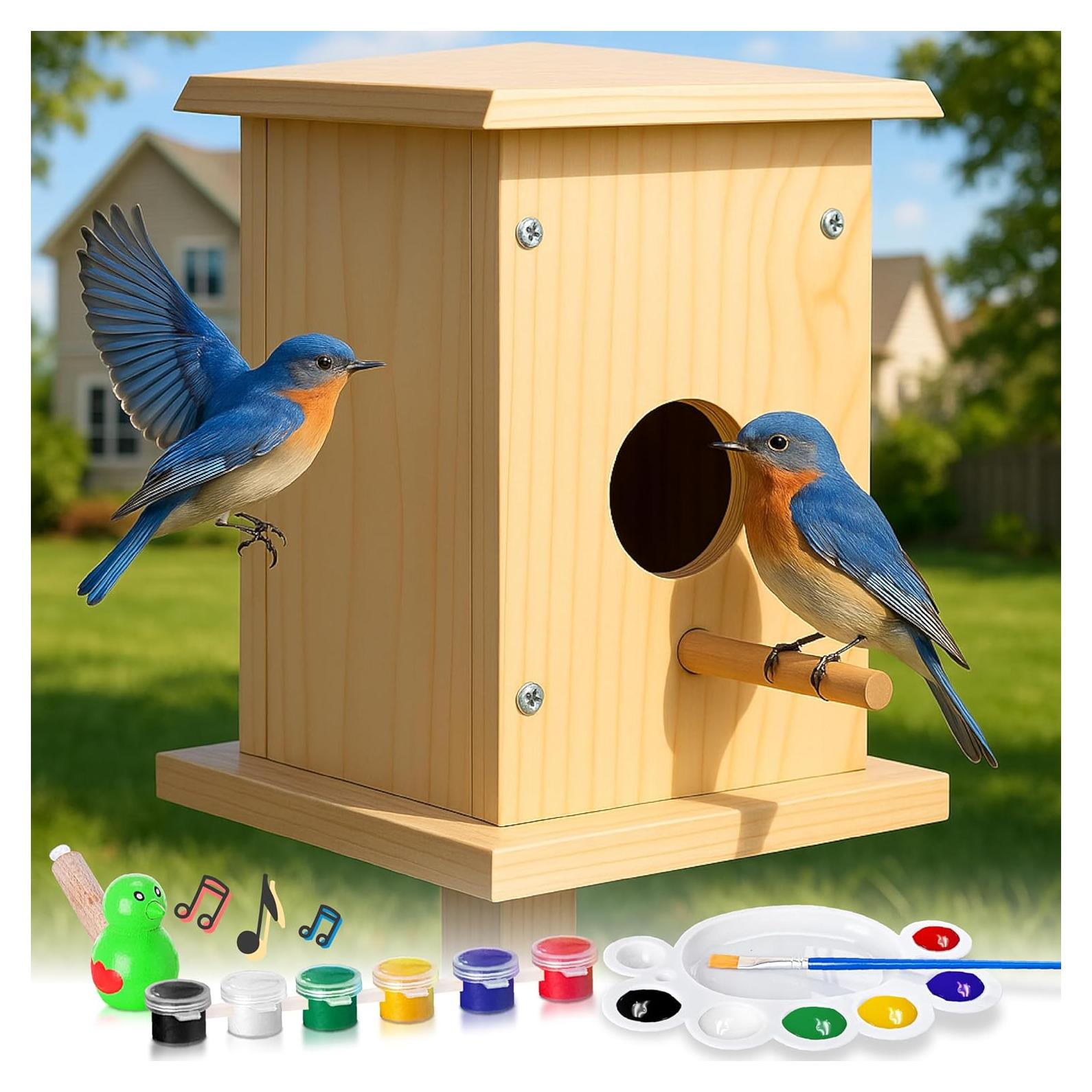 LATI TOYS Kit Casa para Pájaros DIY 12.7x12.7x17.8cm Madera