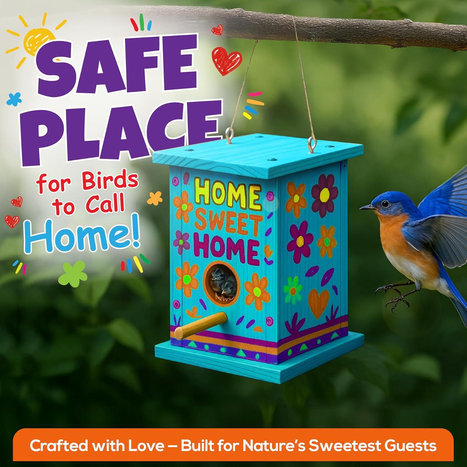 LATI TOYS Kit Casa para Pájaros DIY 12.7x12.7x17.8cm Madera