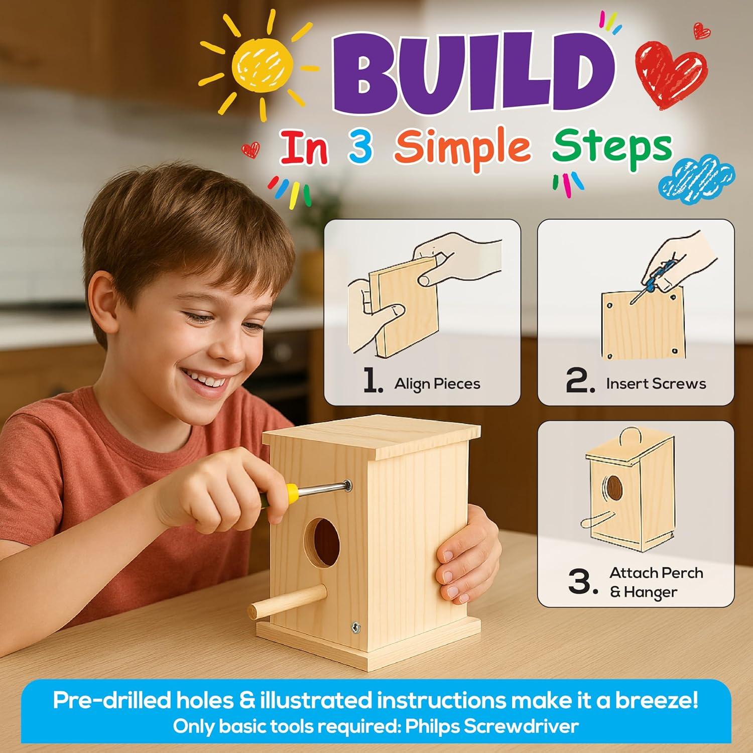 LATI TOYS Kit Casa para Pájaros DIY 12.7x12.7x17.8cm Madera