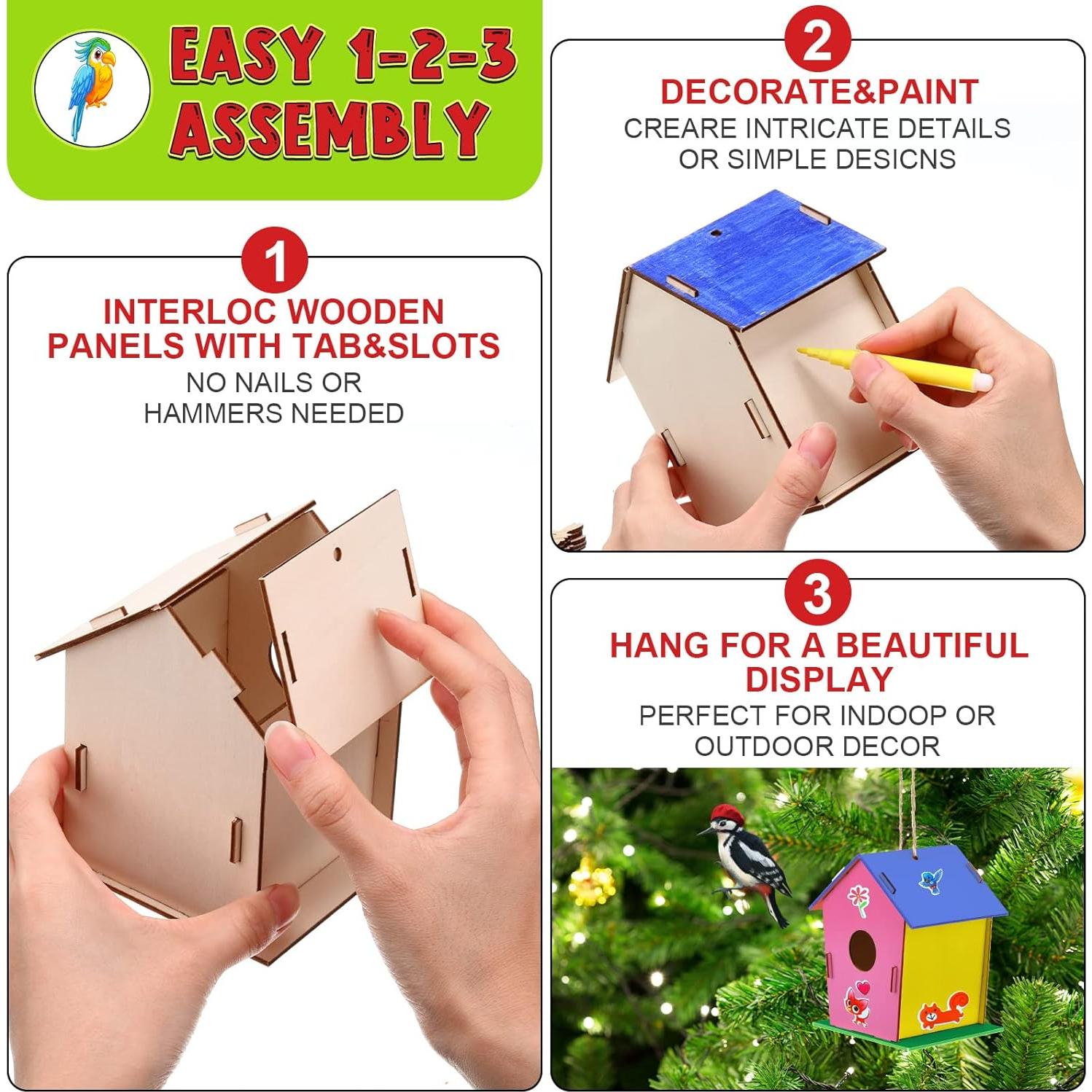 Kit de Manualidades Tuanse 107 Piezas Casa de Pájaros DIY