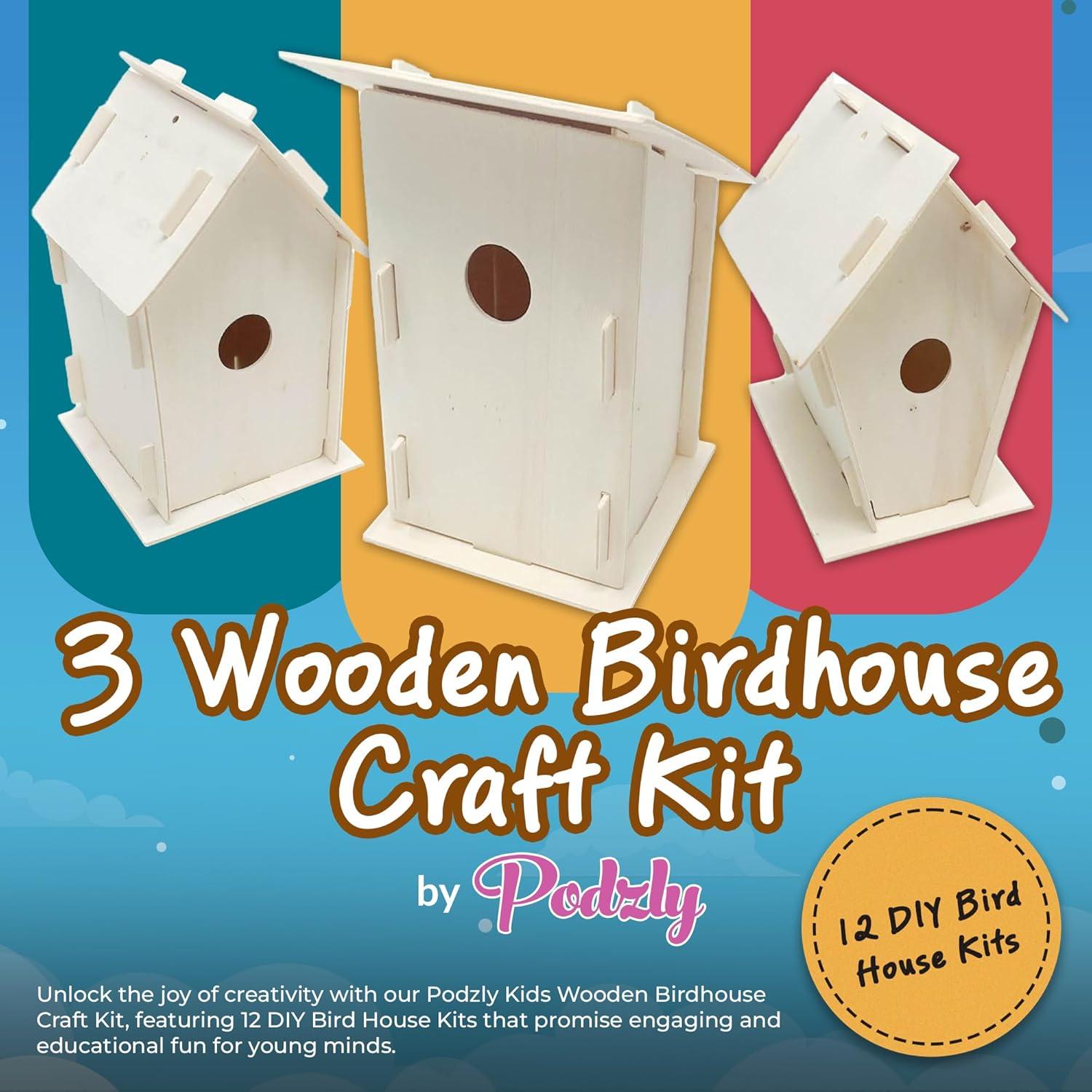 Kit de Manualidades Casa de Pájaro de Madera Podzly - 12 Piezas