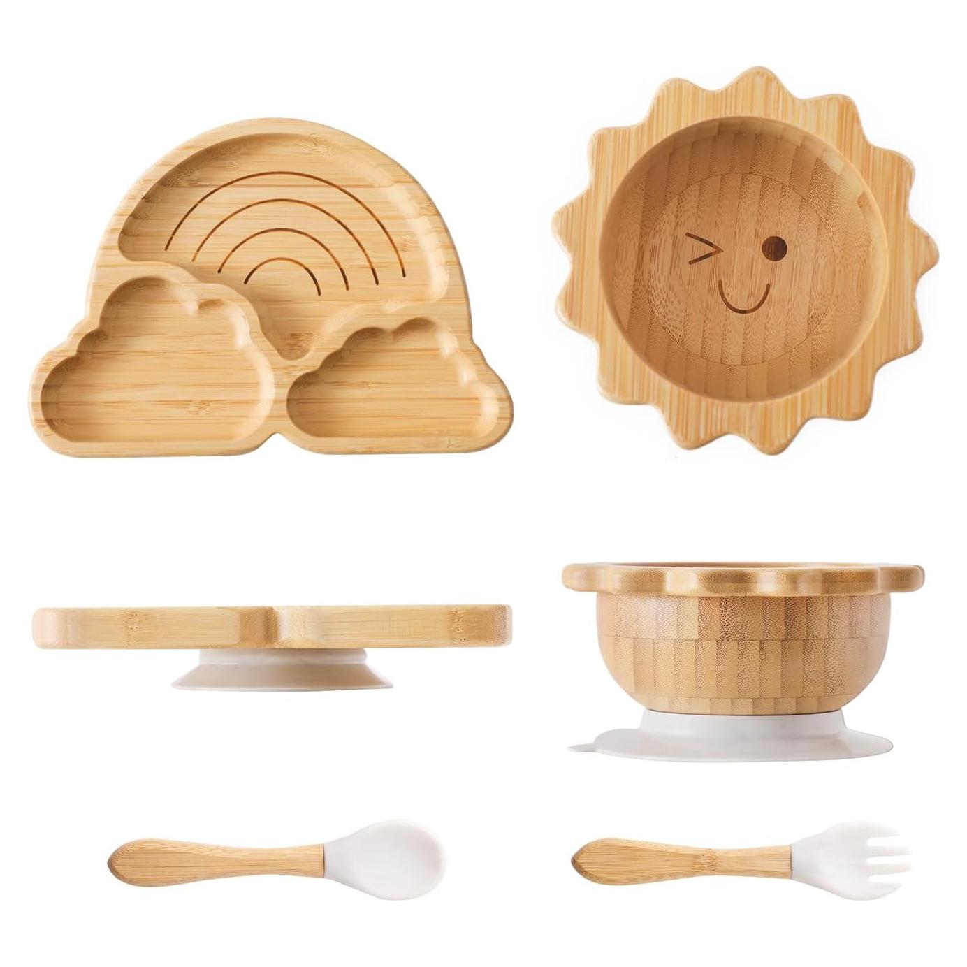 Juego de Platos de Bambú Antideslizante Hagamos 4 Piezas