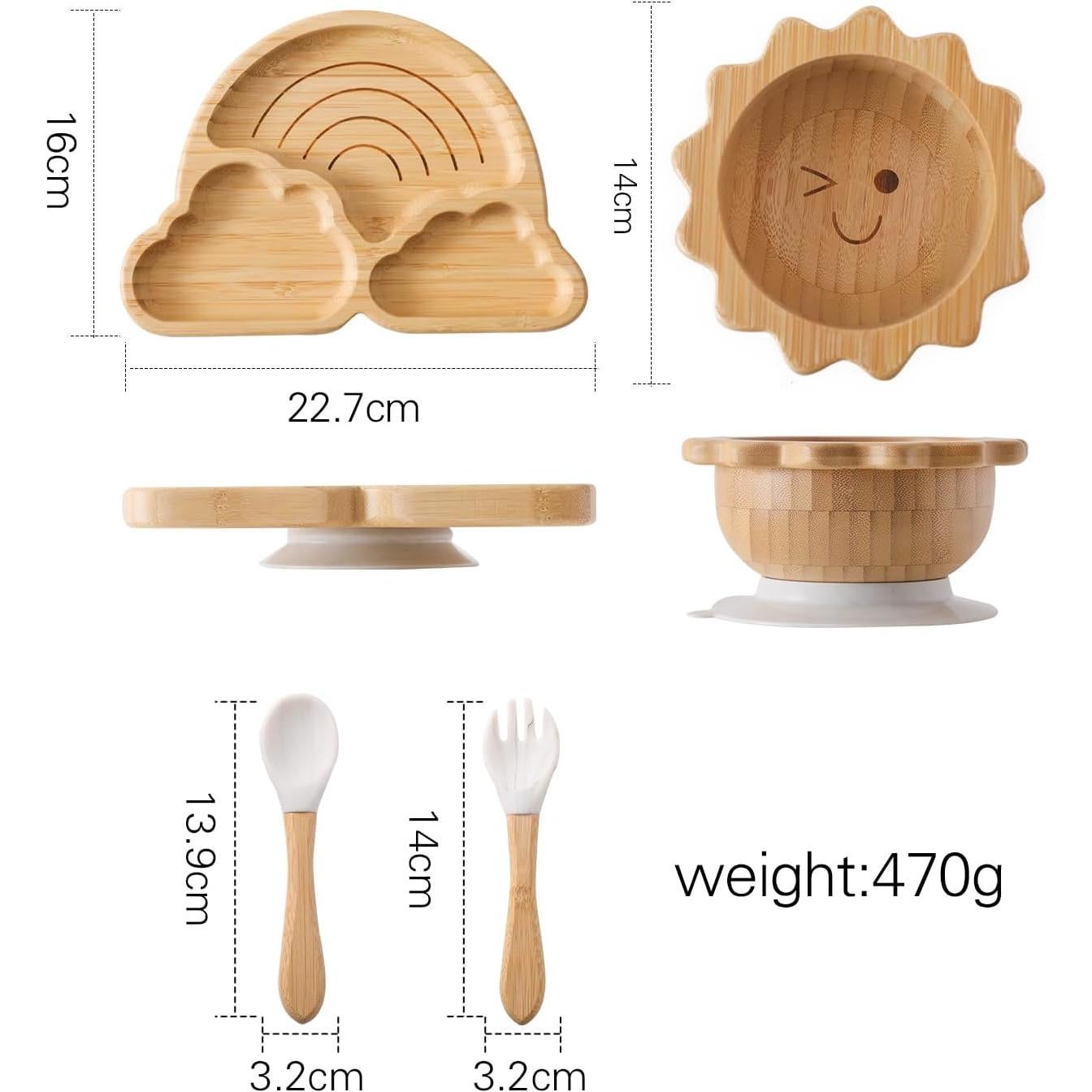 Juego de Platos de Bambú Antideslizante Hagamos 4 Piezas