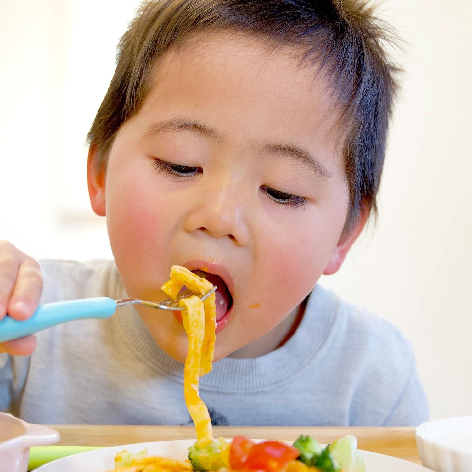 Tenedor y cuchara anti-caídas Edison Naranja Verde 3 piezas