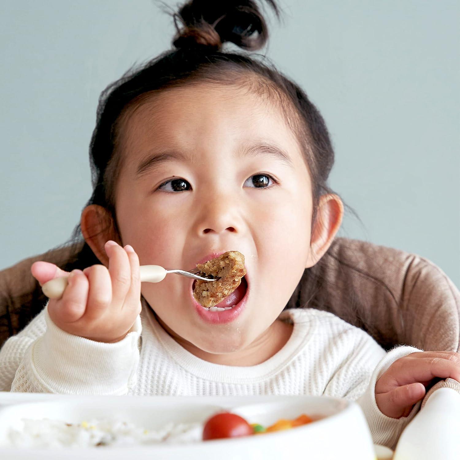 Tenedor y cuchara anti-caídas Edison Naranja Verde 3 piezas