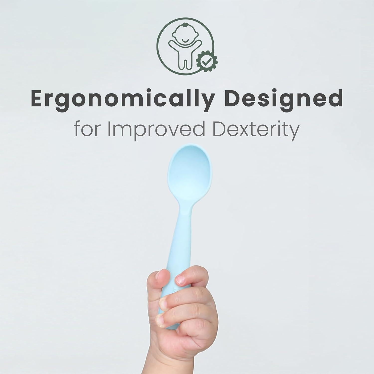 Cucharas de Silicona Miniware para Bebés 6 Meses - Ecoamigables