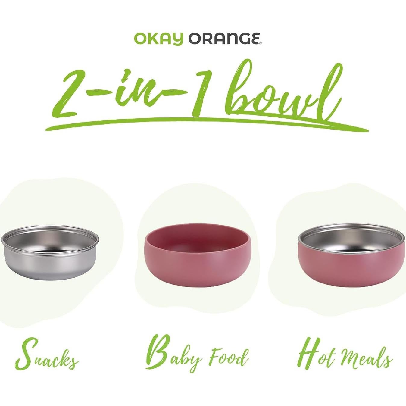 Tazones Antideslizantes para Niños OKAY ORANGE 12.7 cm - Juego de 2