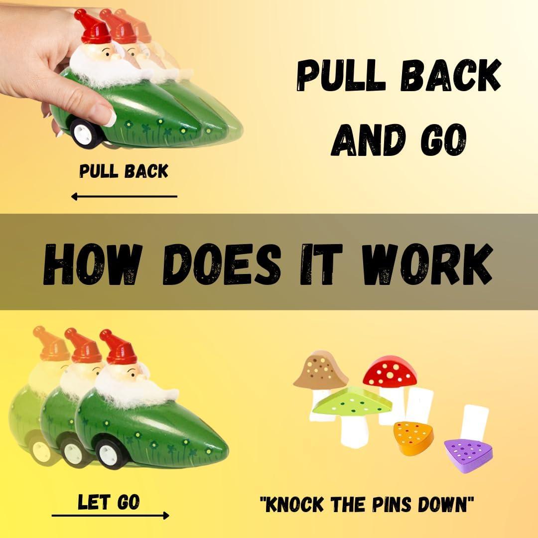 Juego de Bolos de Madera Jack Rabbit Creations - Gnomos y Hongos