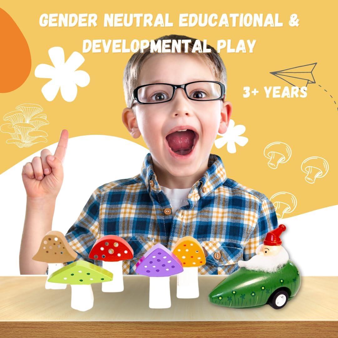 Juego de Bolos de Madera Jack Rabbit Creations - Gnomos y Hongos