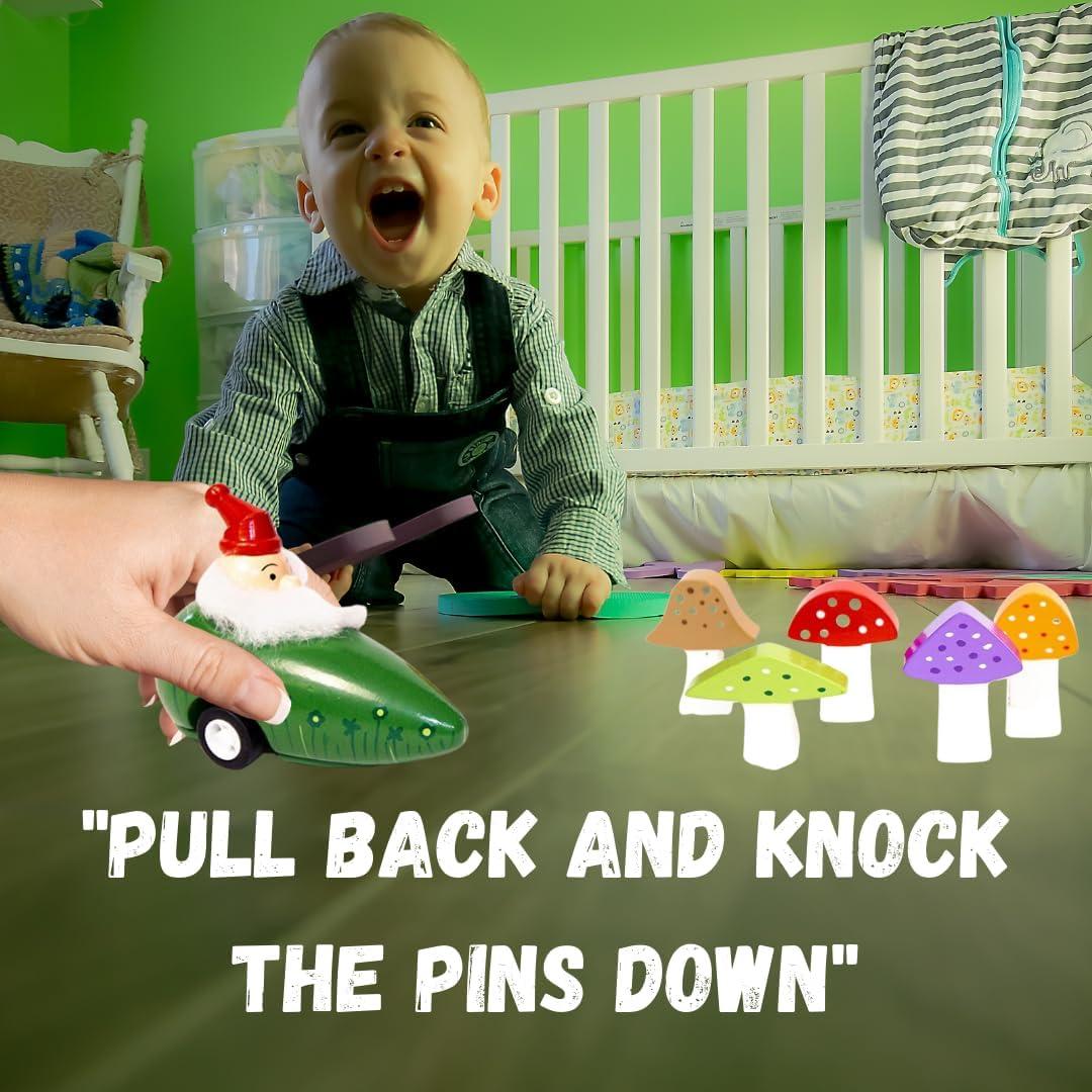 Juego de Bolos de Madera Jack Rabbit Creations - Gnomos y Hongos