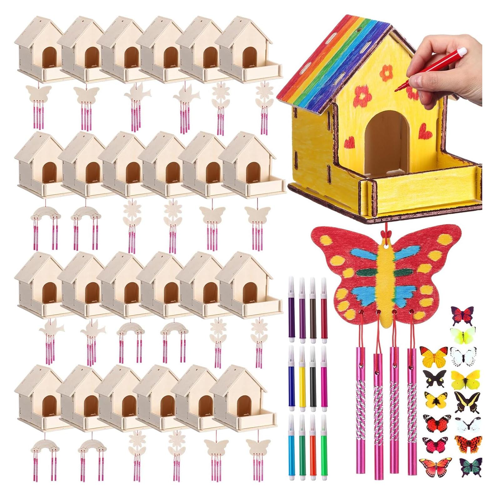 Kit de Manualidades Feifeiya 24 Casas de Aves para Pintar