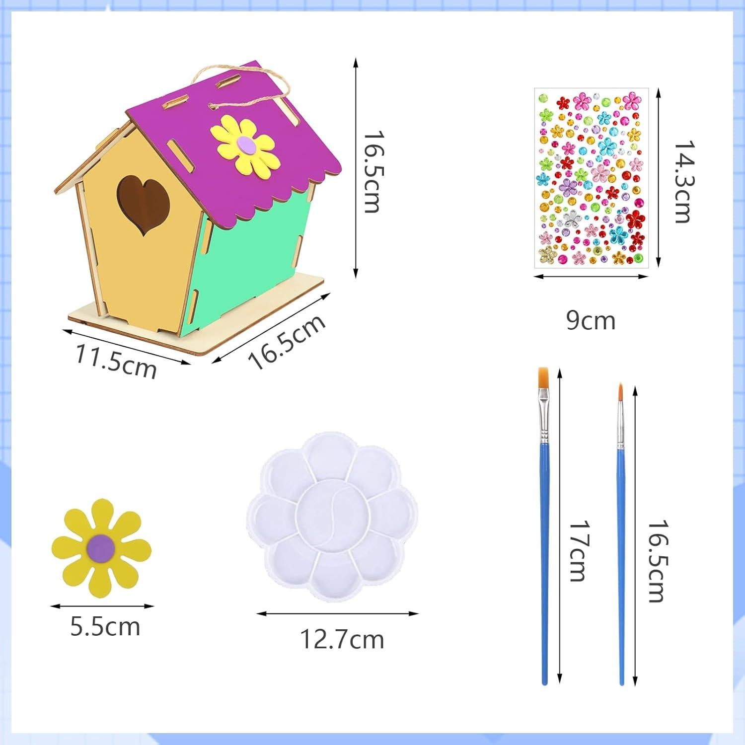 Kit de Manualidades Fennoral Casa de Pájaros Madera 12 Piezas