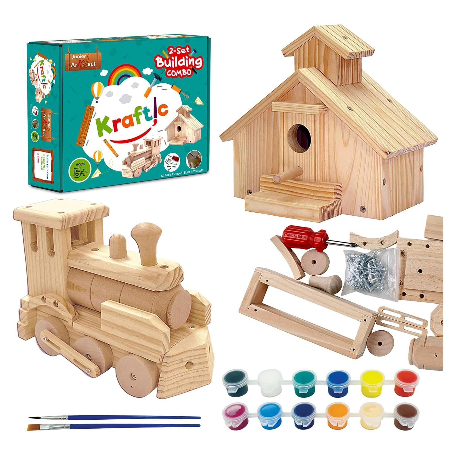 Kit de Carpintería Kraftic para Niños - 35 Piezas DIY Madera