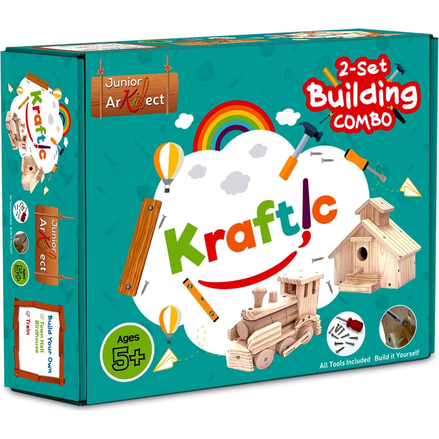 Kit de Carpintería Kraftic para Niños - 35 Piezas DIY Madera